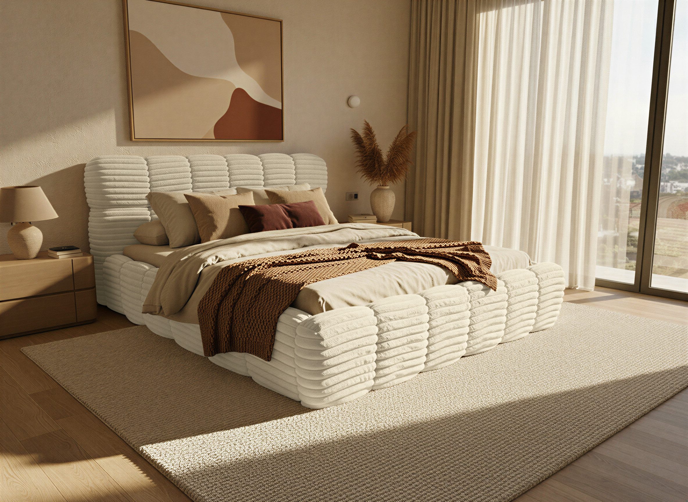 yourhouse24 Polsterbett Boston Slim Cord mit Stauraum (2 Bettseiten), Hausbett, inkl. Bettkasten, in 4 Größen und 4 Farben