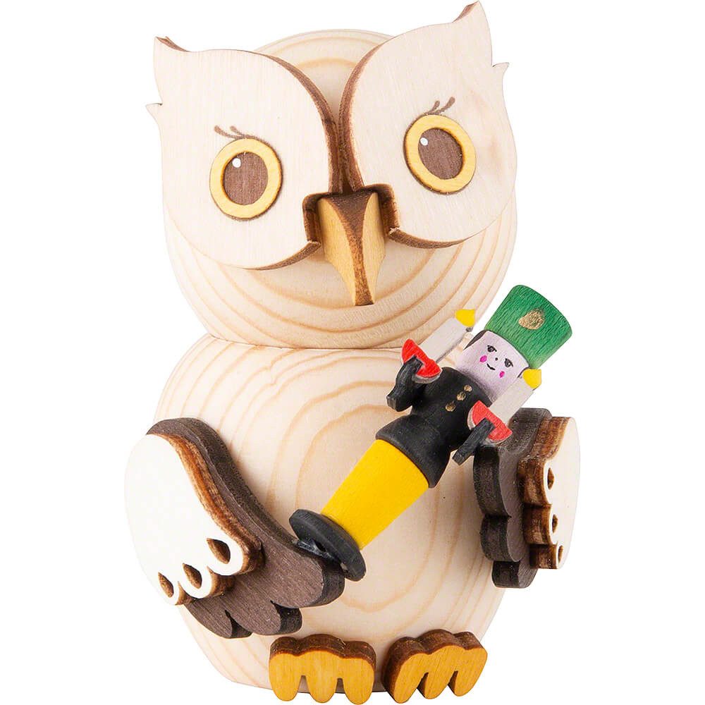 Kuhnert Dekofigur Mini-Eule mit Bergmann (7cm) von Drechslerei Kuhnert