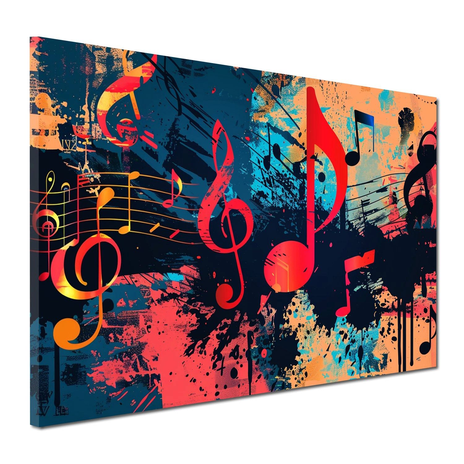 Artedinoi Leinwandbild Musiknoten Notenschlüssel bunt Pop Art Leinwandbild Wandbild XXL, Musiknoten, bunt