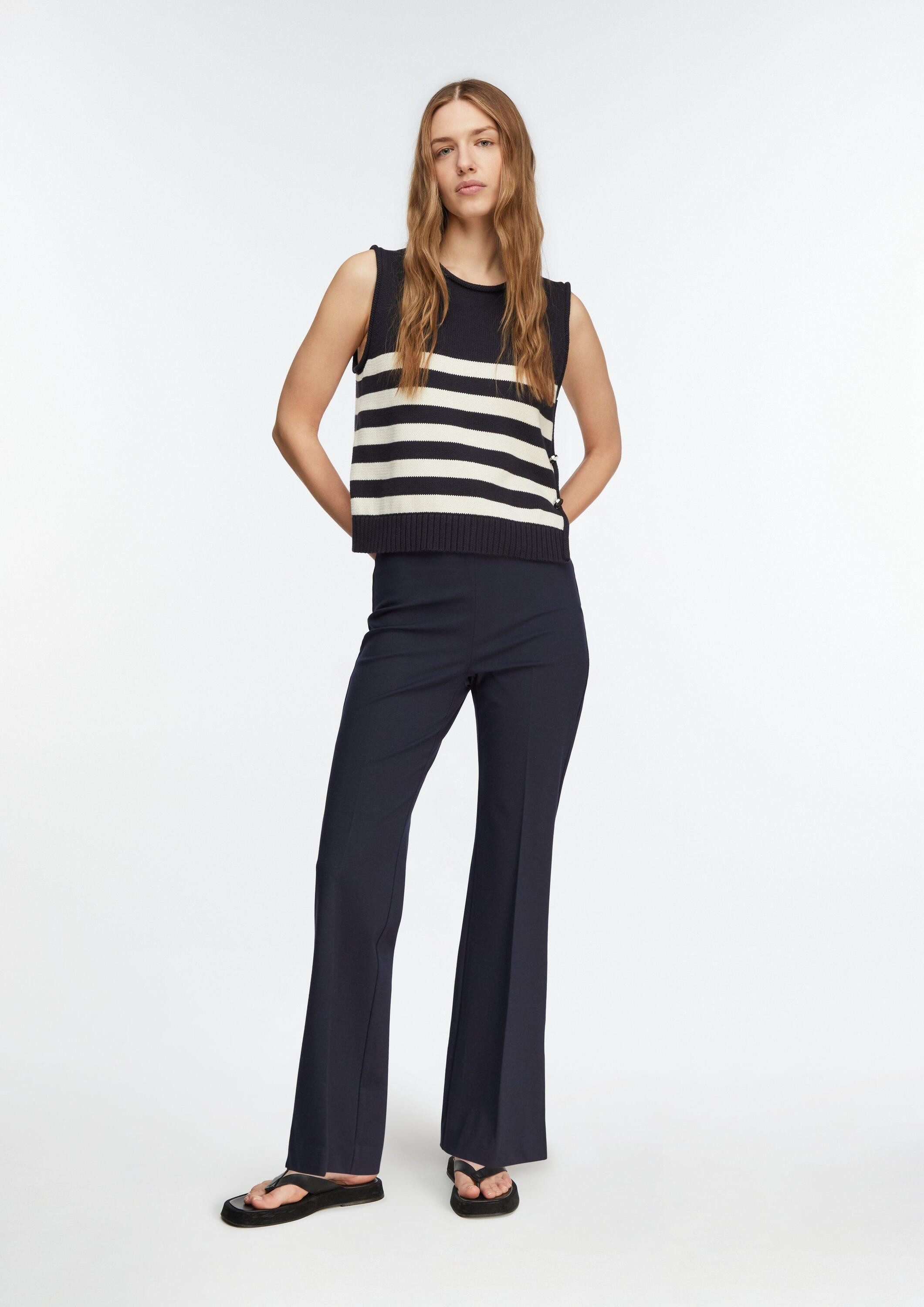 comma Chinos Hose Jerseyhose mit Flared Leg und Seitenschlitz