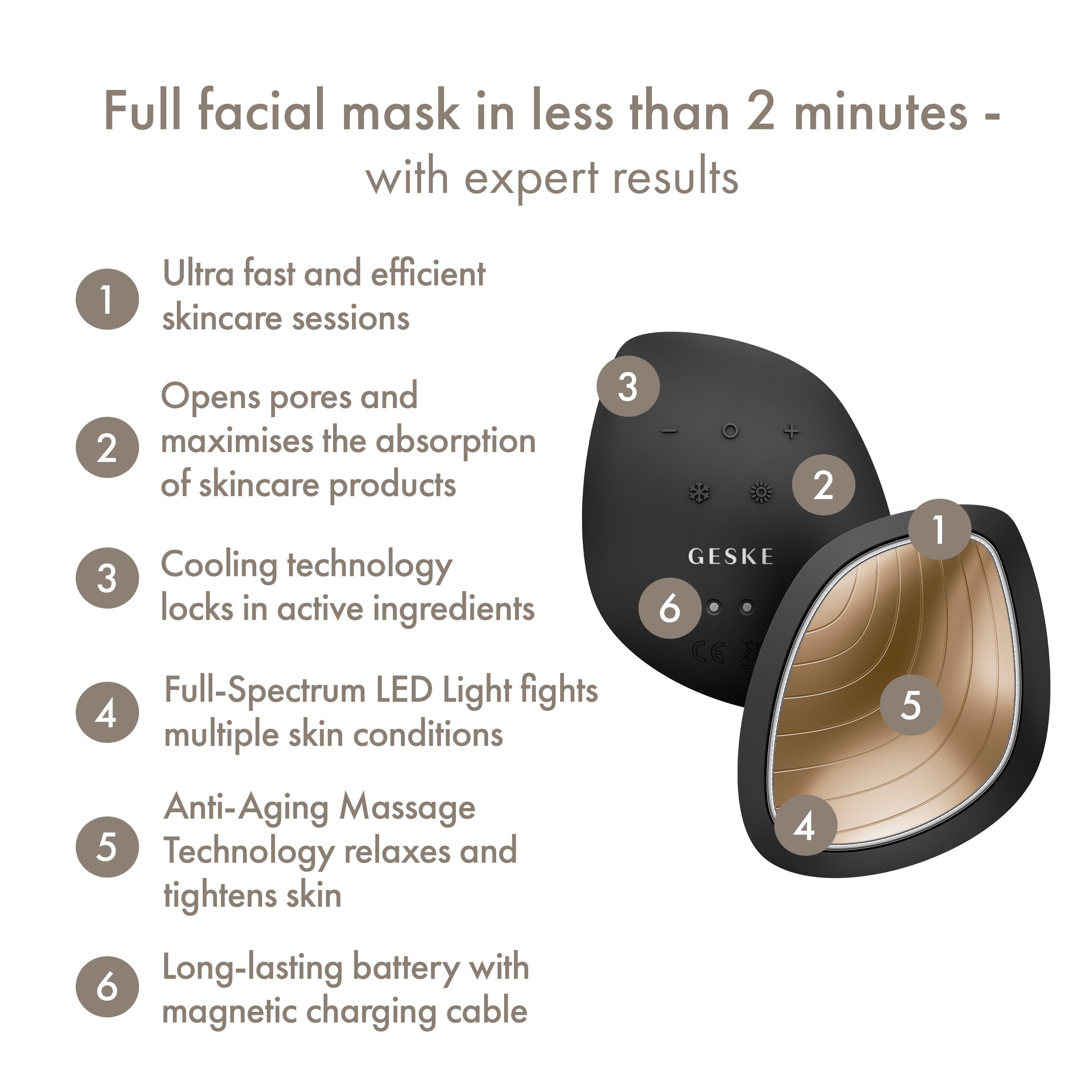 GESKE German Beauty Tech Porenreiniger Sonic Warm & Cool Mask 9 in 1 Farbe: Gray + Gratis Kosmetik, Packung (Gerät & USB-Ladekabel), 2-tlg., Gerät inkl. kostenloser APP (SmartAppGuided Device), Mit der GESKE App erhältst Du deine personalisierte Hautpflegeroutine.