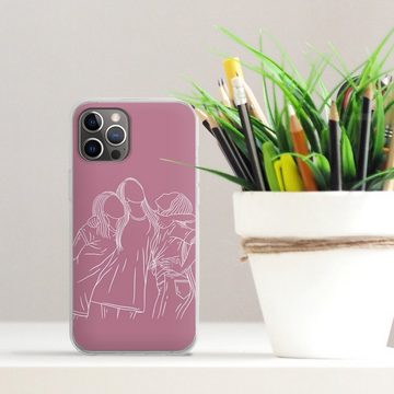 DeinDesign Handyhülle Freundinnen Line Art, Apple iPhone 12 Pro Max Silikon Hülle Bumper Case Handy Schutzhülle