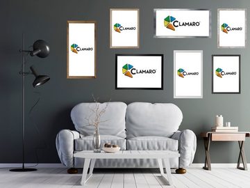 Clamaro Bilderrahmen Bilderrahmen CLAMARO 'Collage' handgefertigt nach Maß FSC® Holz Moderner eckiger MDF Rahmen inkl. Acrylglas, Rückwand und Aufhänger 55x70 in silber gebürstet