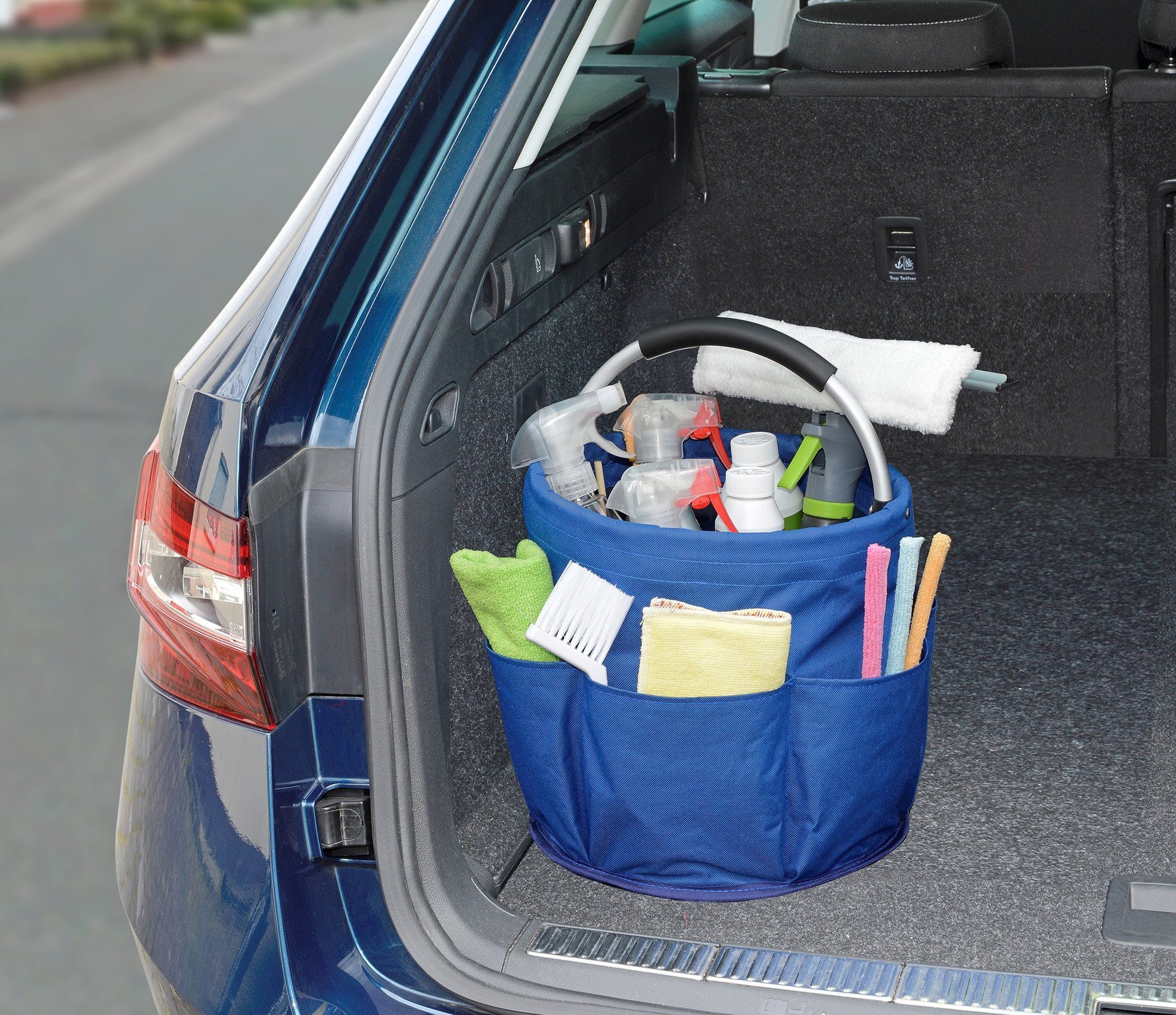 WENKO Organizer Reinigungs-Caddy, praktischer Gartenhelfer, blau zusammenzulegen platzsparend