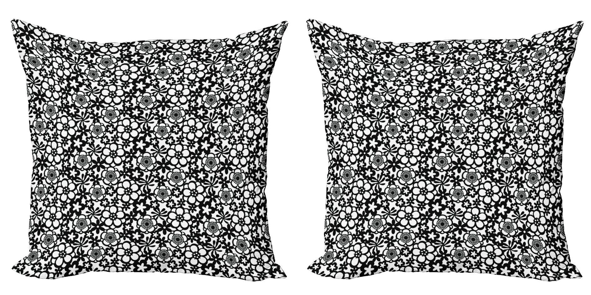 Monochrome Modern Kissenbezüge Blütenblätter Doppelseitiger Accent Gänseblümchen (2 Abakuhaus Digitaldruck, Stück),