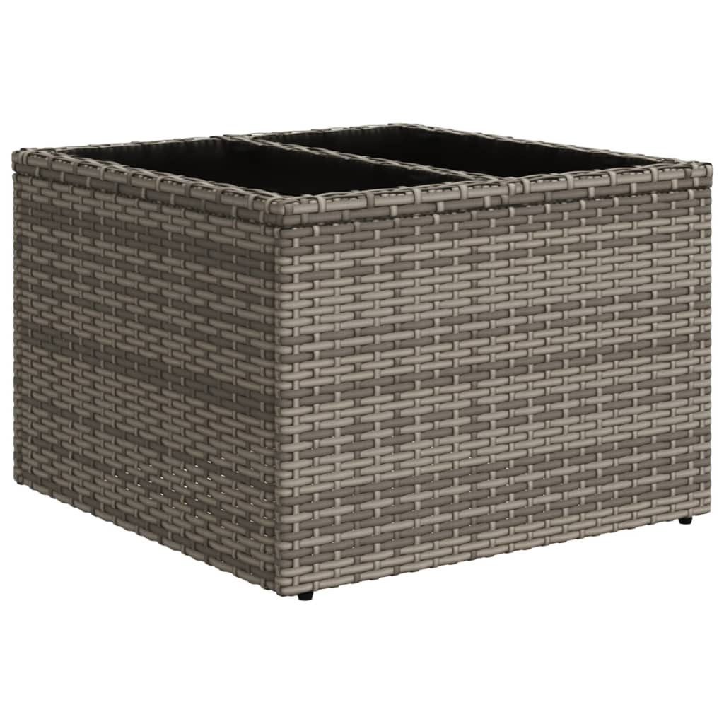 vidaXL Gartentisch NA Gartentisch mit Glasplatte Grau 55x55x37 cm Polyrattan