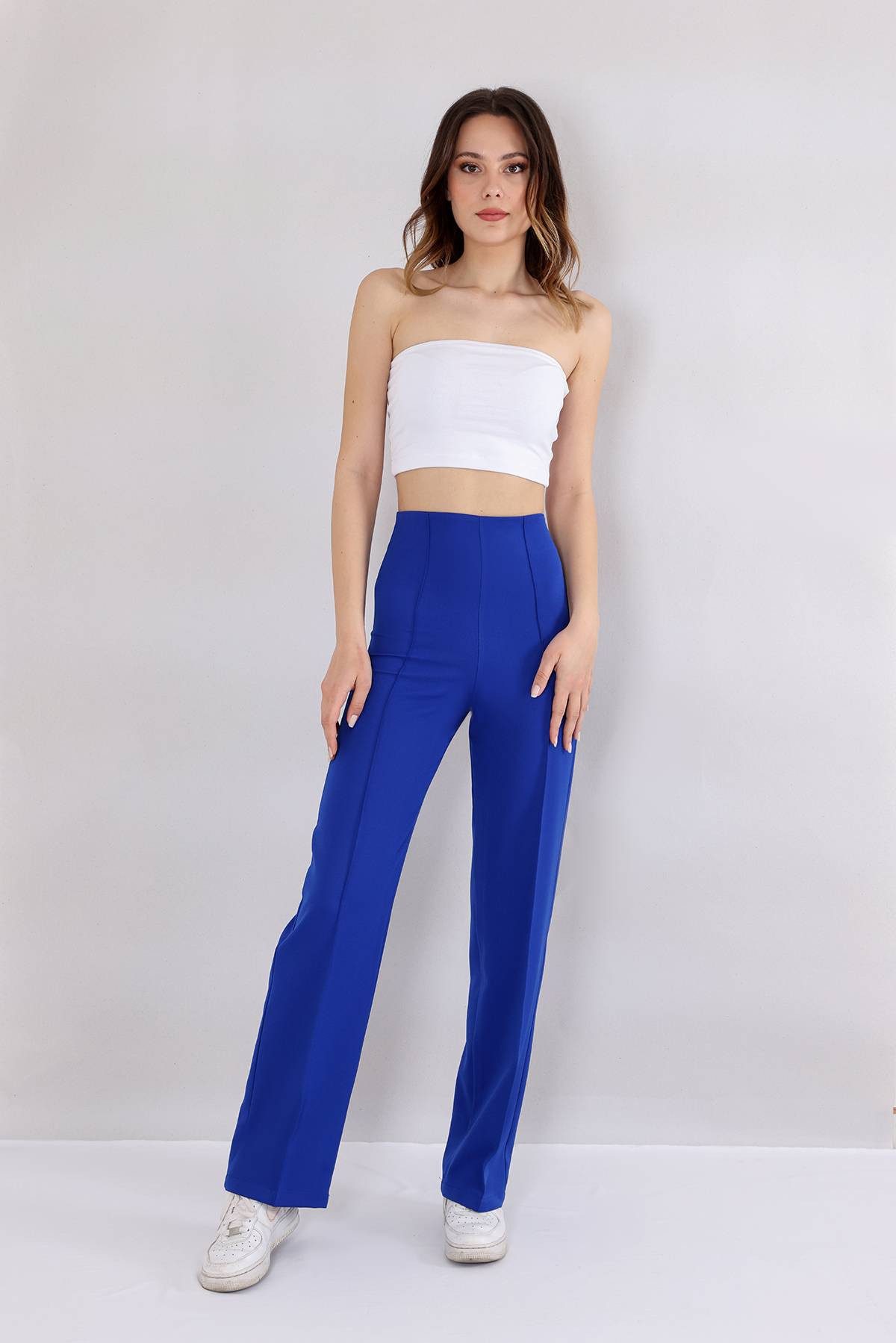 fashionshowcase Bootcuthose Damen Hose Hochtailliert Krepphose günstig online kaufen