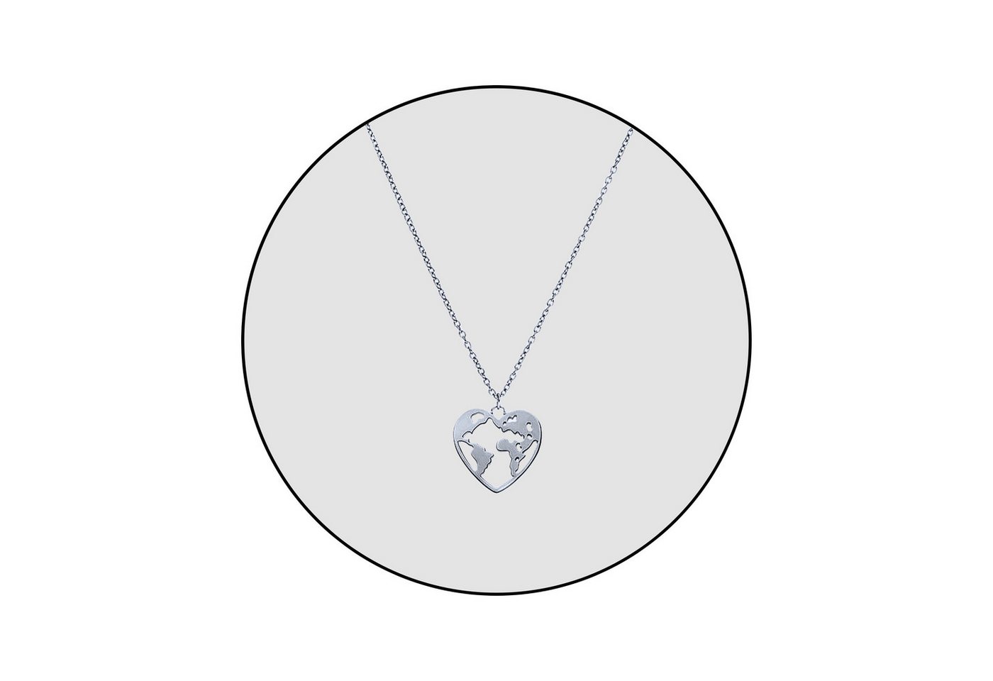 GOLDKLEIN Edelstahlkette Edelstahl Herz Weltkarte Schmuck Halskette, Damen, inkl. Geschenkbox