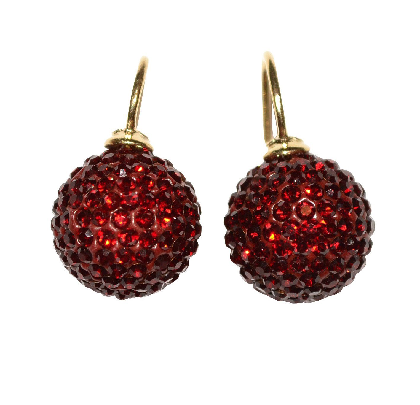 Paar Ohrhänger Thea rot gold-platt. festlich Strass Weihnachts-Ohrringe