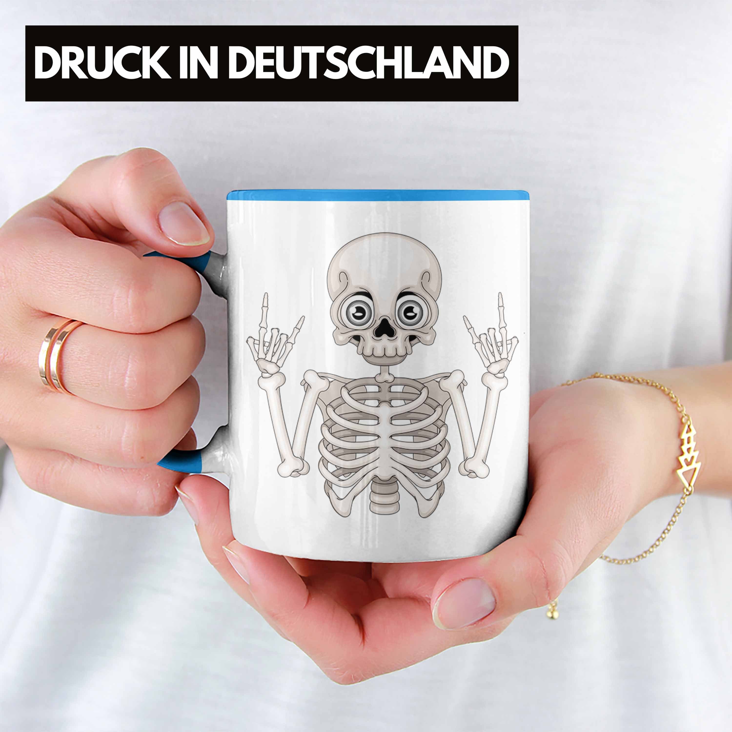 Skelett Tasse Geschenkidee n Fans: Trendation Rock Roll Tasse Tasse Blau Lustige
