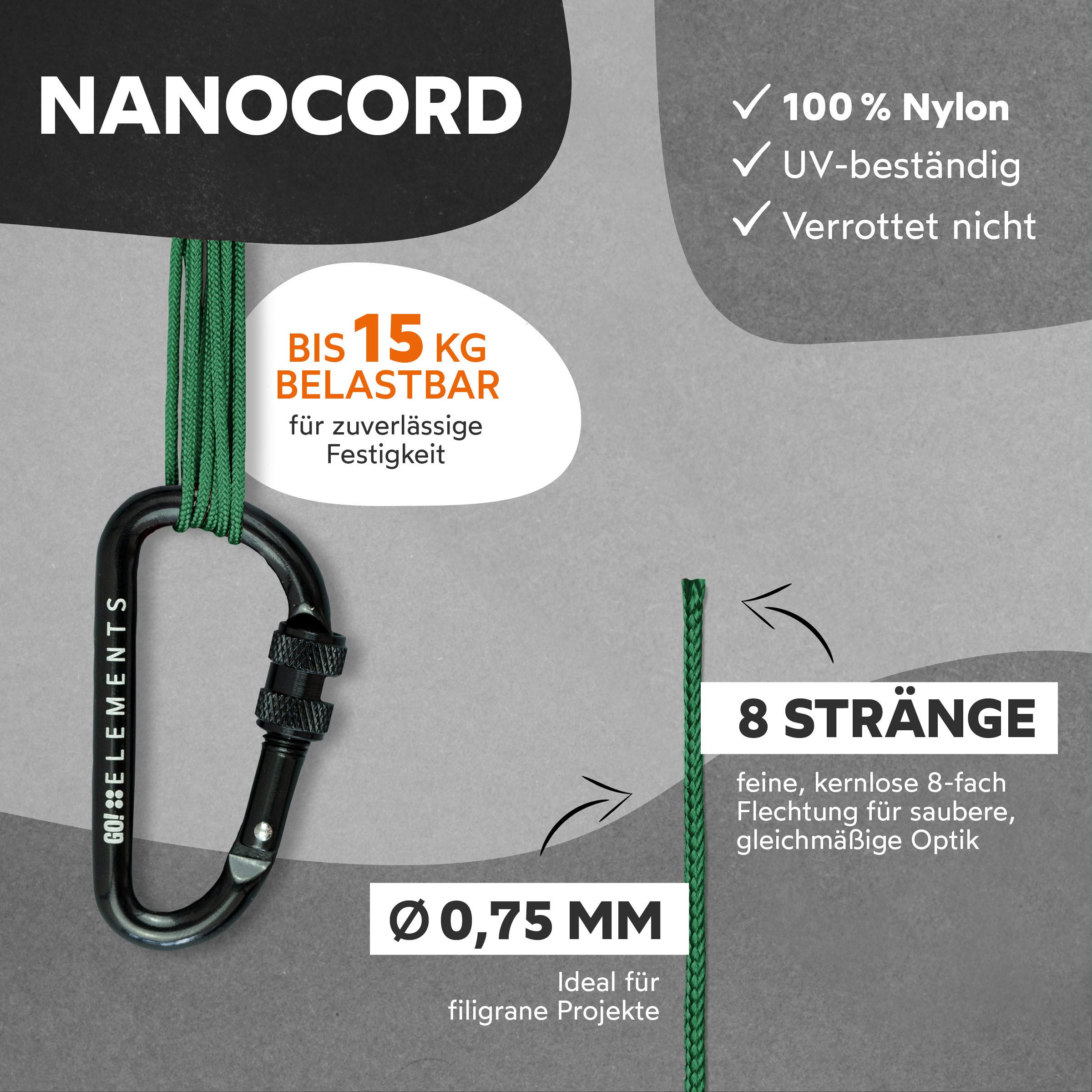 GO!elements Seil Nano Cord - 0,75mm