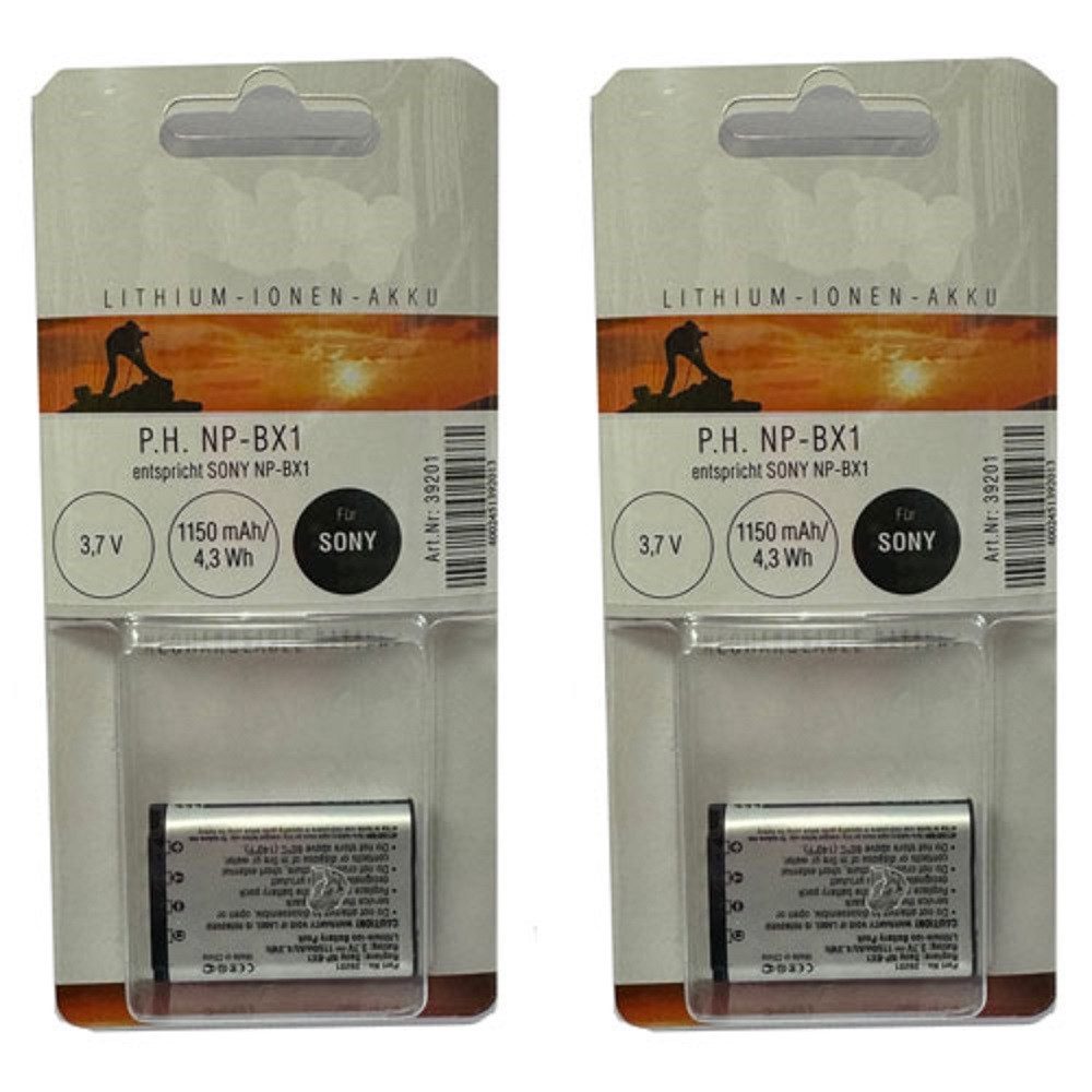 Photo Porst 2x Akku Replace Akku NP-BX1 passend für Sony HX90,HX60,WX350 Kamera-Akku