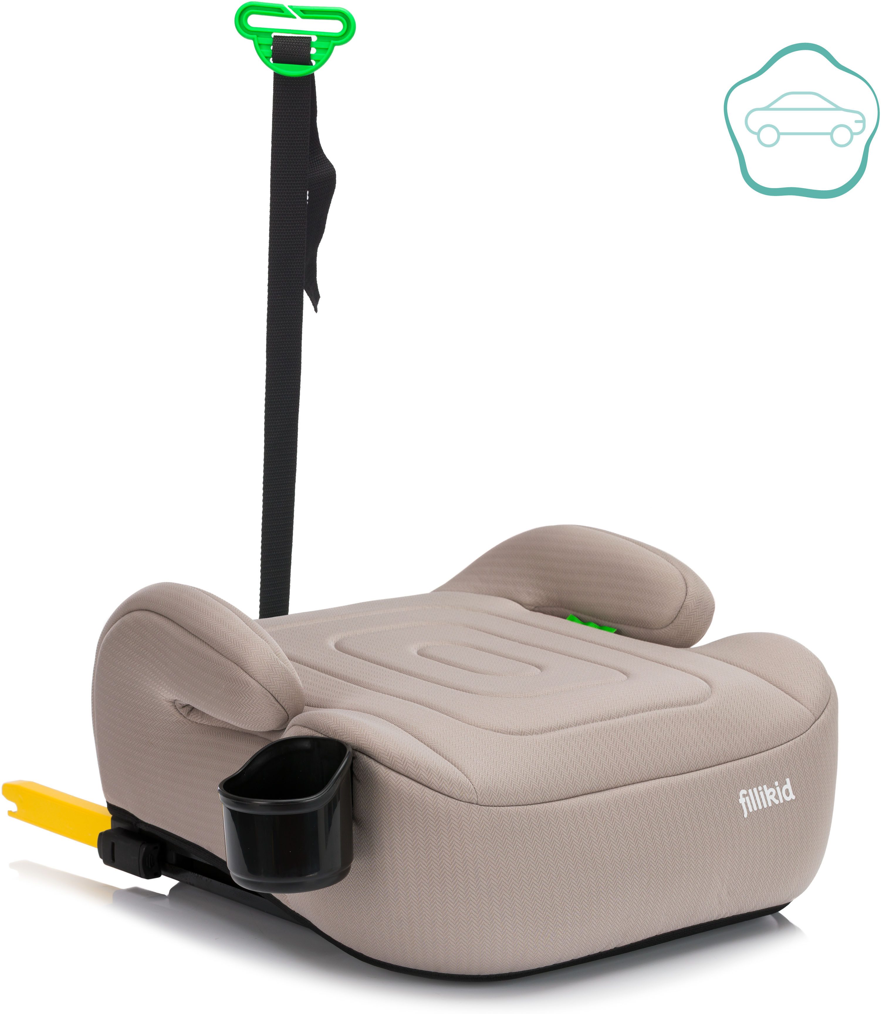 Fillikid Kindersitzerhöhung Flip Deluxe, Auto mit verstellbarem Iso-Fix, ab: ab 6 Jahren, bis: bis 12 Jahre, ab: 125 cm, bis: 150 cm, mit Flaschenhalter
