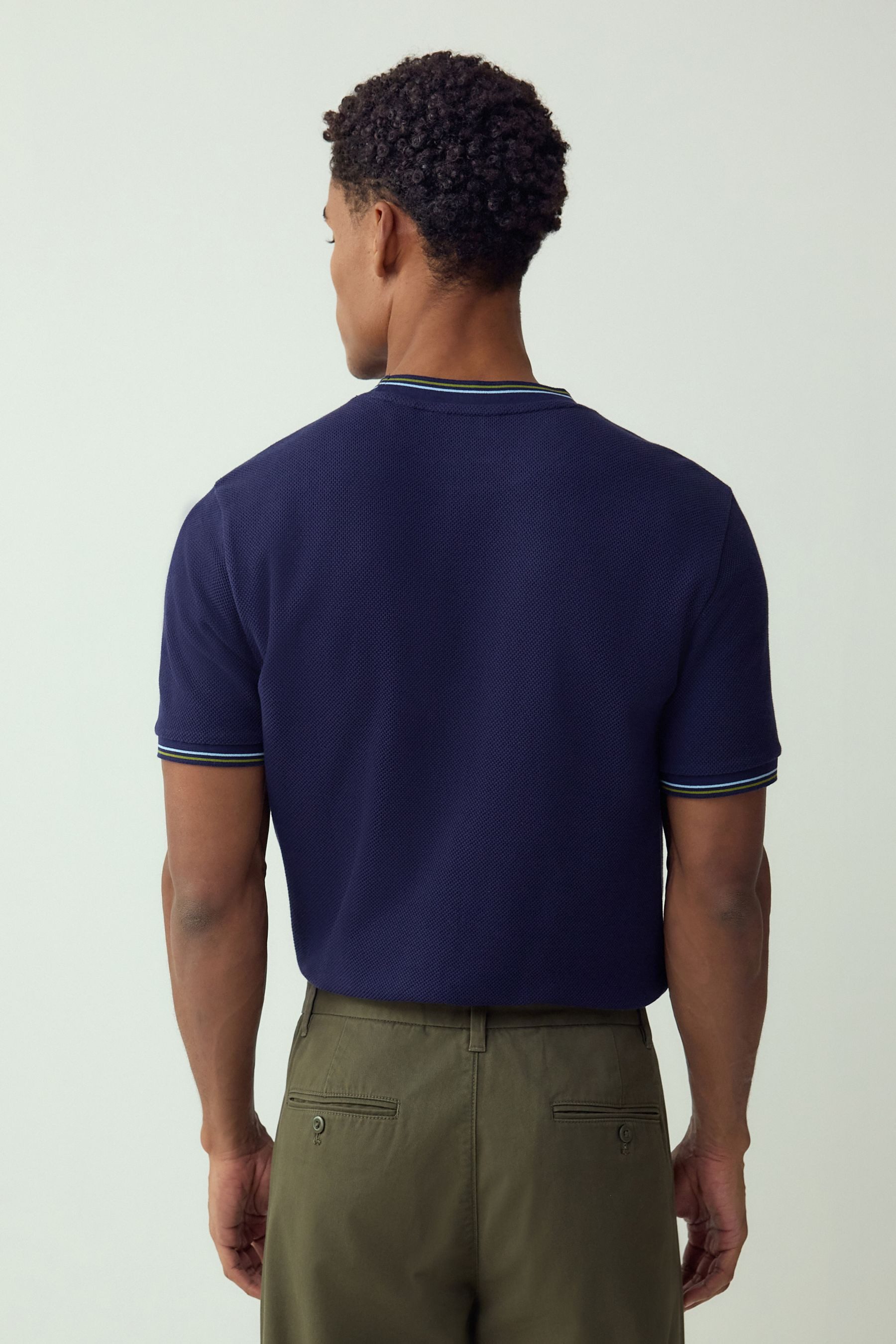 Next T-Shirt Strukturiertes T-Shirt mit Randstreifen (1-tlg)