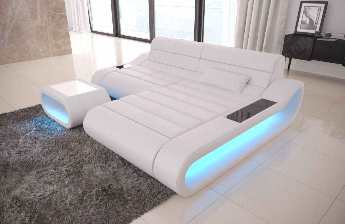 Sofa Dreams Ecksofa Leder Sofa Ledercouch Concept L Form kurz Ledersofa, Couch, mit LED, Designersofa mit ergonomischer Rückenlehne