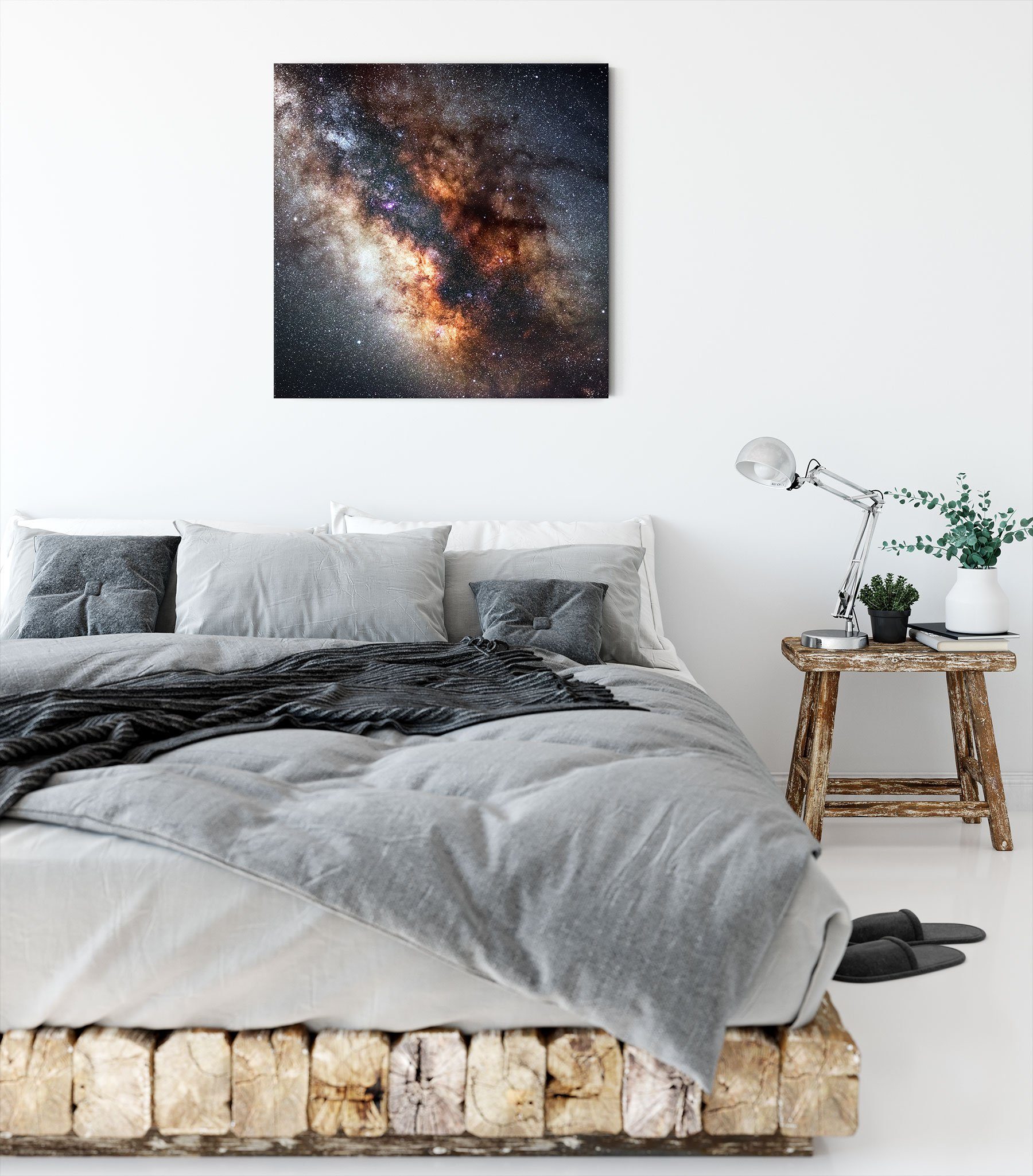 (1 St), Zentrum Leinwandbild inkl. Zackenaufhänger der Milchstraße, bespannt, Leinwandbild fertig der Zentrum Milchstraße Pixxprint