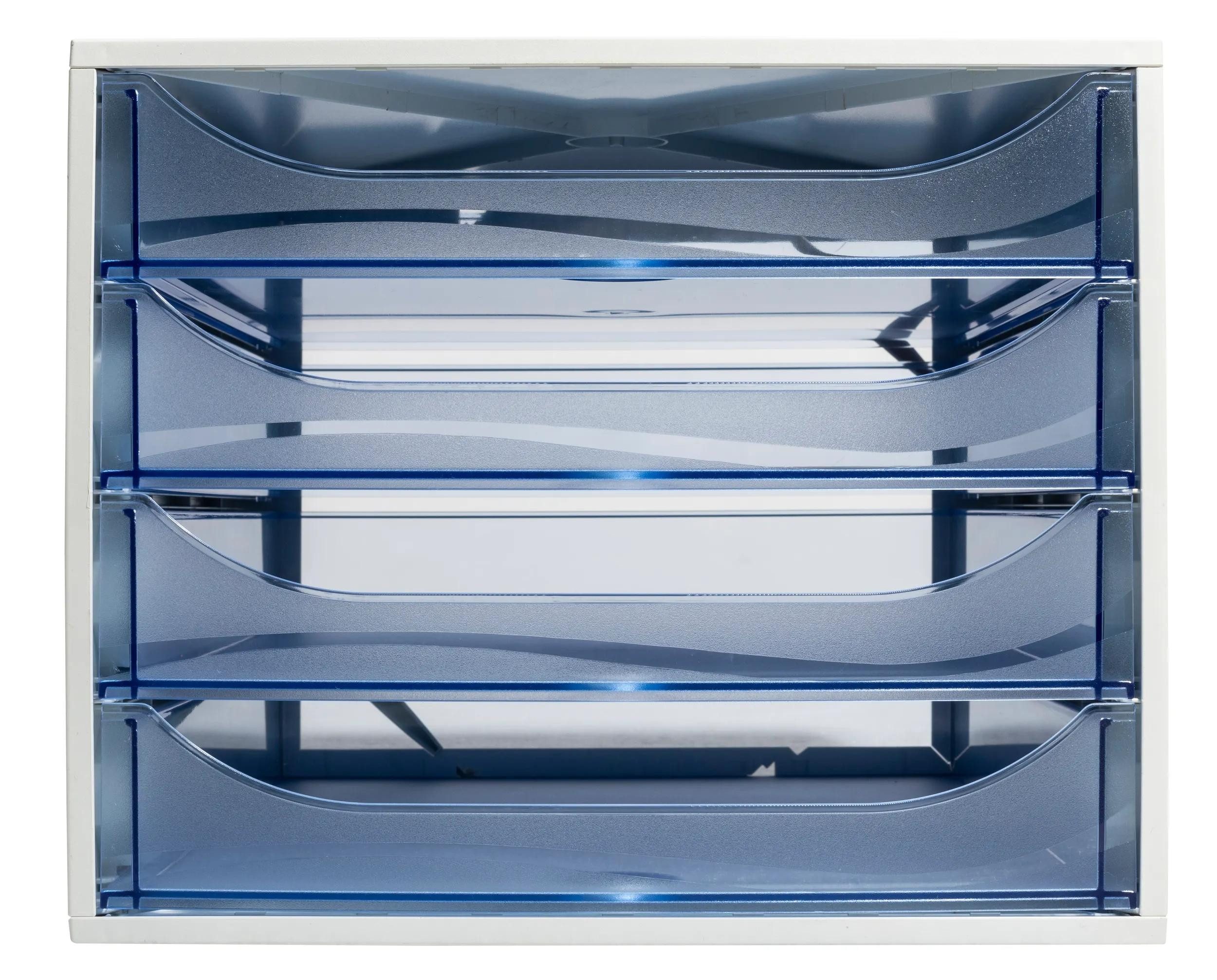 EXACOMPTA Schubladenbox ECOBOX Schubladenbox mit 4 Schubladen - Eisblau - 228610D, Boxen einzen