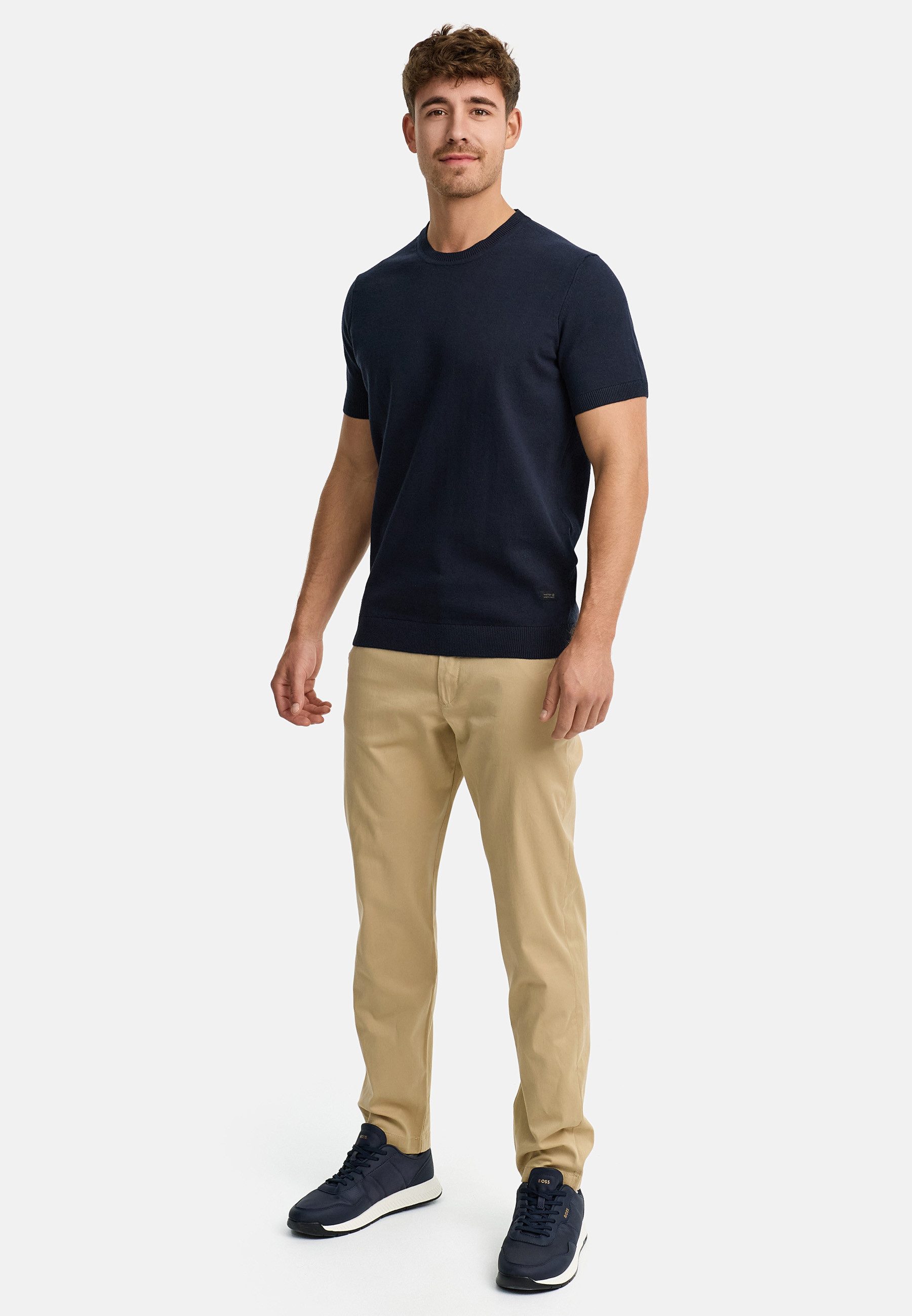 Indicode T-Shirt Herren INVasko Shirt Tee Herrenshirt T-Shirt Feinstrick mit Rippstricksaum