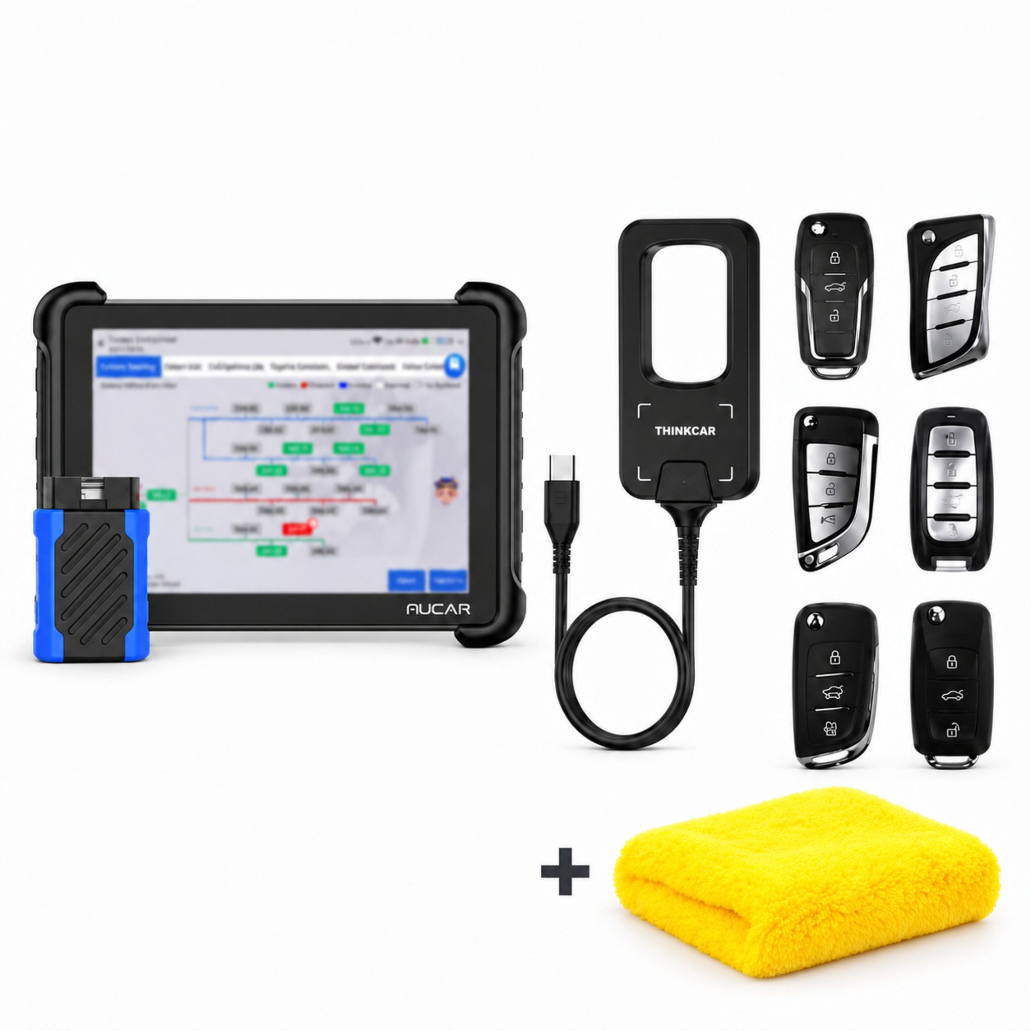 MUCAR Kfz-Diagnosegerät Profi OBD2 Diagnosegerät J2534 ECU-Codierung 35+ Servicefunktionen, Komplett-Set, Profi-Set, Vollsystemdiagnose, J2534 Pass-Thru, ECU-Codierung