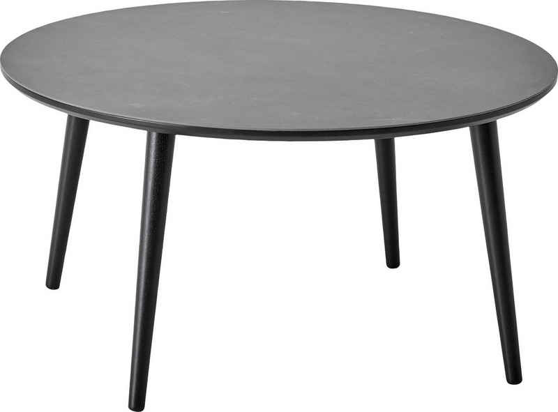 Hammel Furniture Couchtisch Basic by Hammel Batu, Ø90 cm, Tischplatte aus Keramik und Gestell aus Schwarz massive Buche