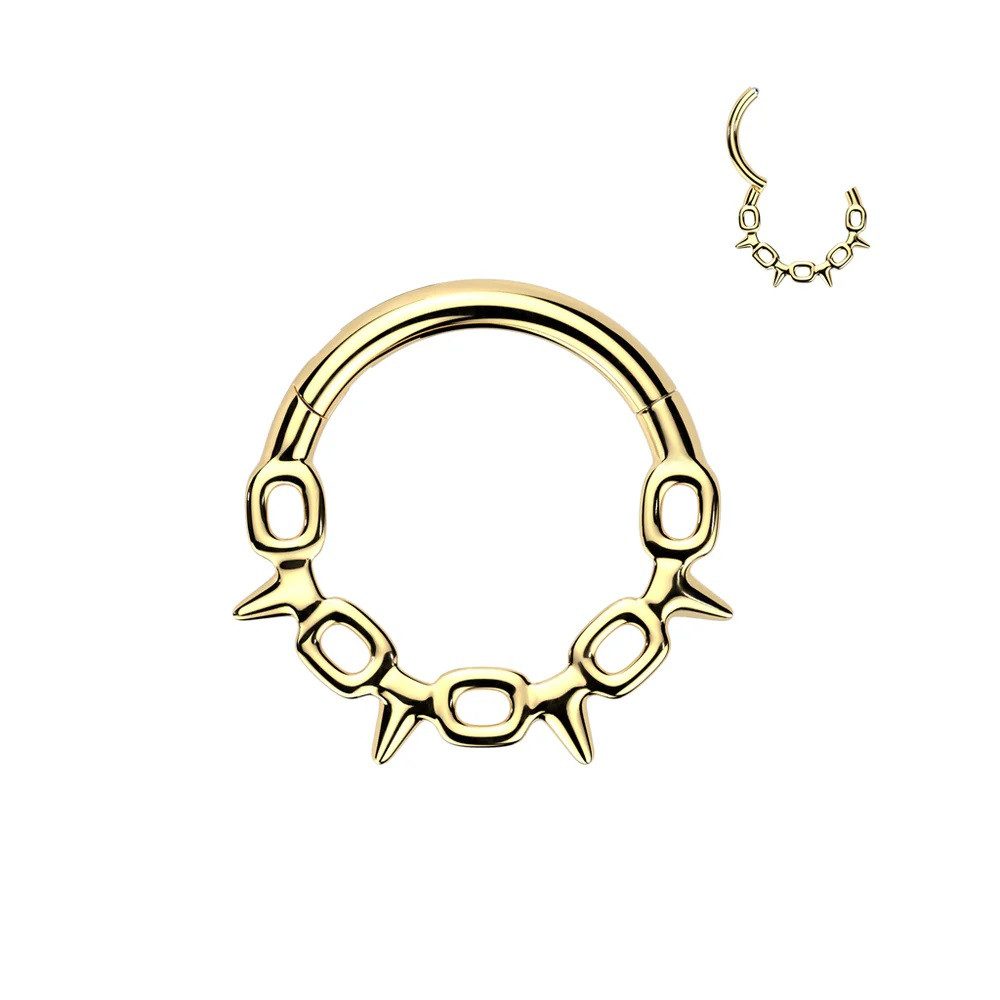 Taffstyle Nasenpiercing Septum Nasen Piercing Clicker Segment Ohr Daith Helix Ring Spike Kette (Nasenpiercing Nasenring Nase Ohrpiercing Cartilage Ohr Tragus Helix Orbital Intim Piercing Ring Lippenpiercing), mit Scharnier