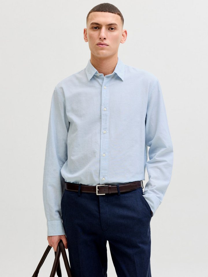 Jack & Jones Langarmhemd JJEBREEZE LINEN BLEND SHIRT L/S SN mit Knopfleiste