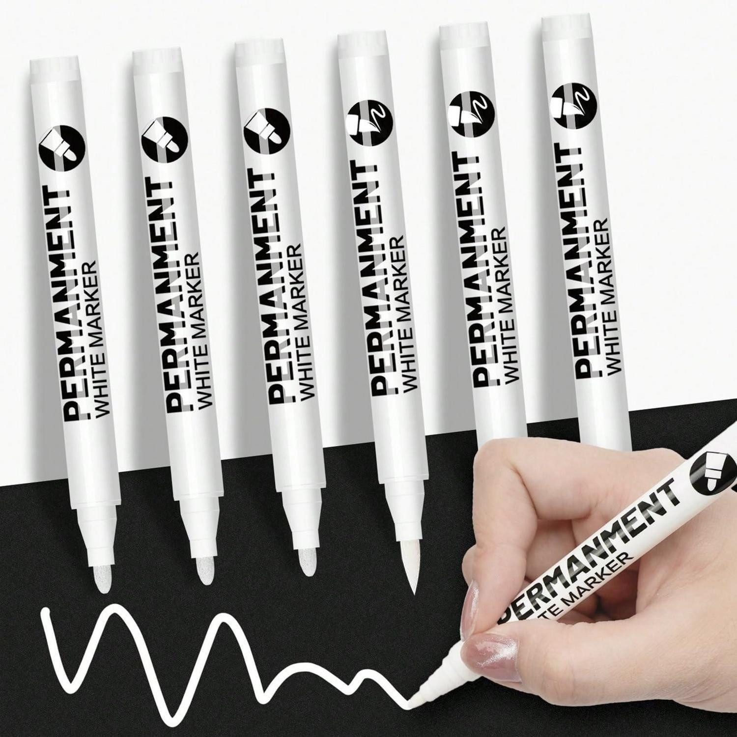LuxusKollektion Permanentmarker Permanent Marker Weiß Set 6 Stck