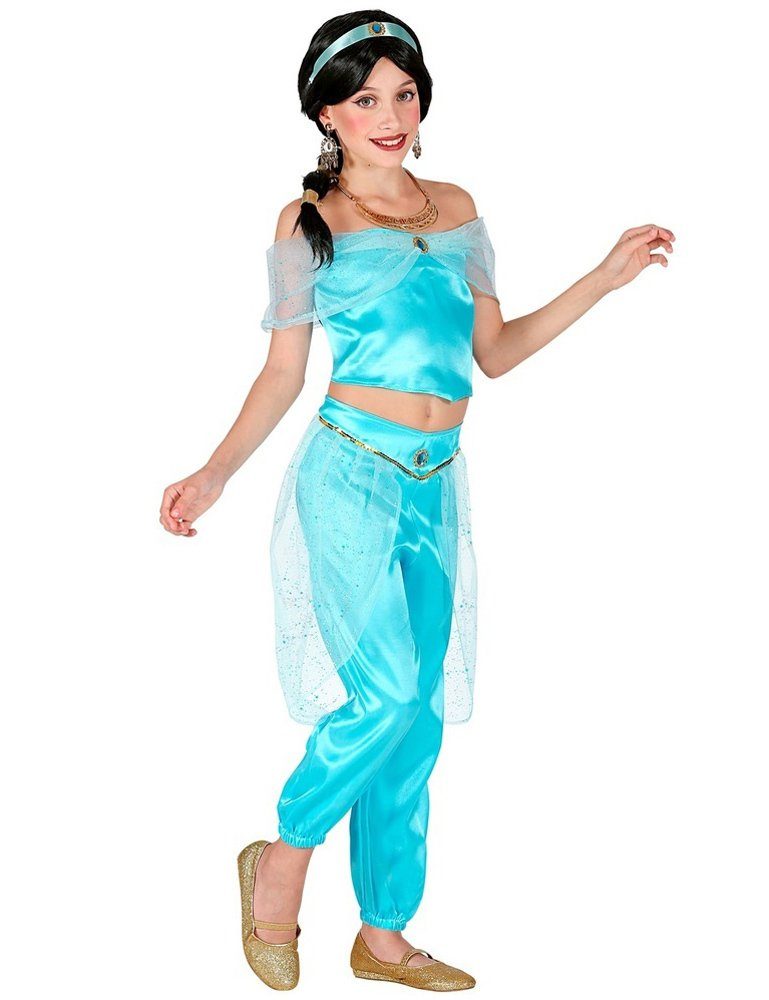 Widmann S.r.l. Prinzessin-Kostüm Arabische Prinzessin Jasmin Kostüm für  Mädchen - Anzug Türkis Märchen Verkleidung