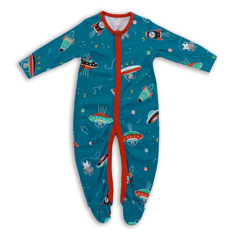 zertifiziert Pack Schlafanzug langarm Space Baby-Schlafanzug 2er OEKO-TEX Schlummersack Bio