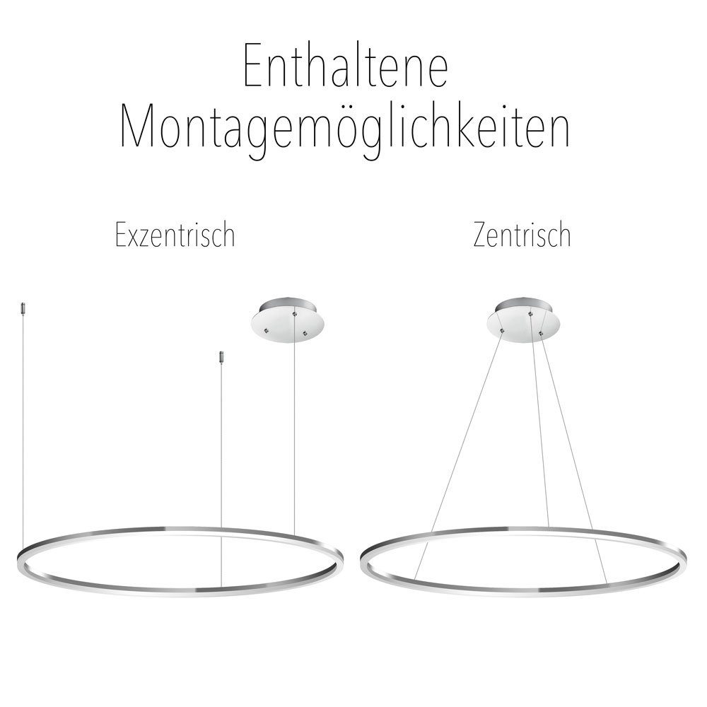 Warmweiß 40 Dimmbar Chrom, Hängelampe LED s.luce Ring Pendelleuchte