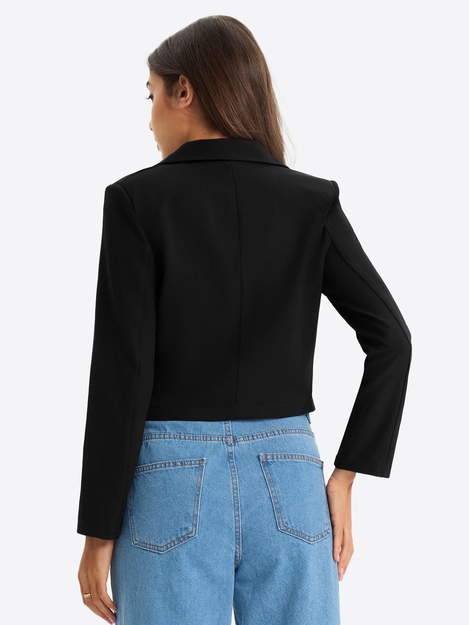 Imily Bela Kurzblazer Damen Langärmliges Jacken mit Revers und Knopfleiste (Packung, 1-tlg., 1per-Pack) einfarbig