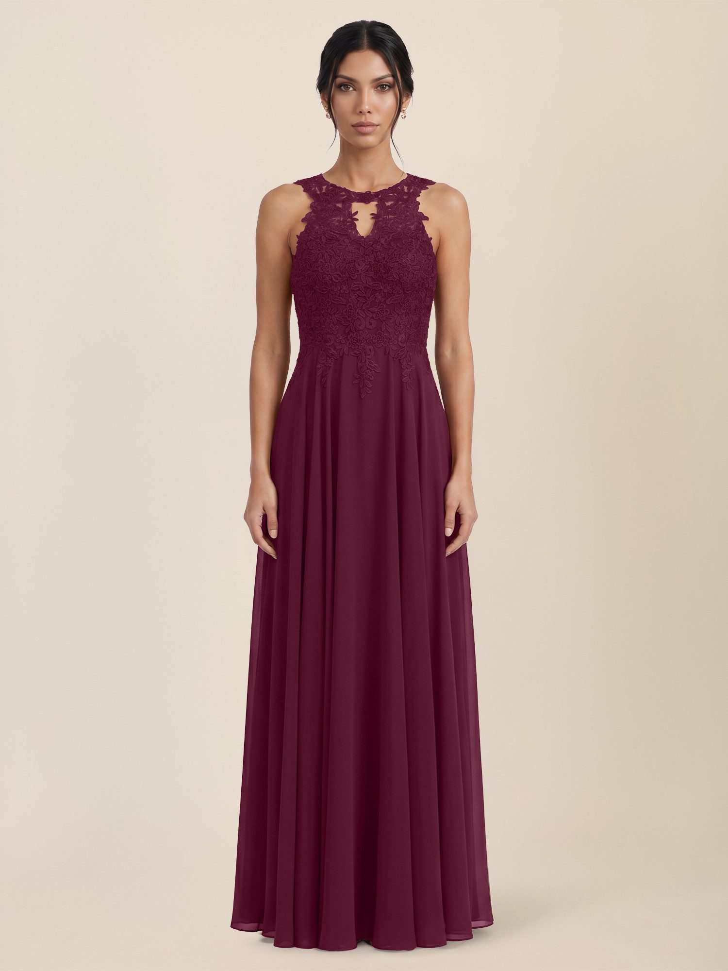 Apart Abendkleid mit floraler Spitze und Chiffon