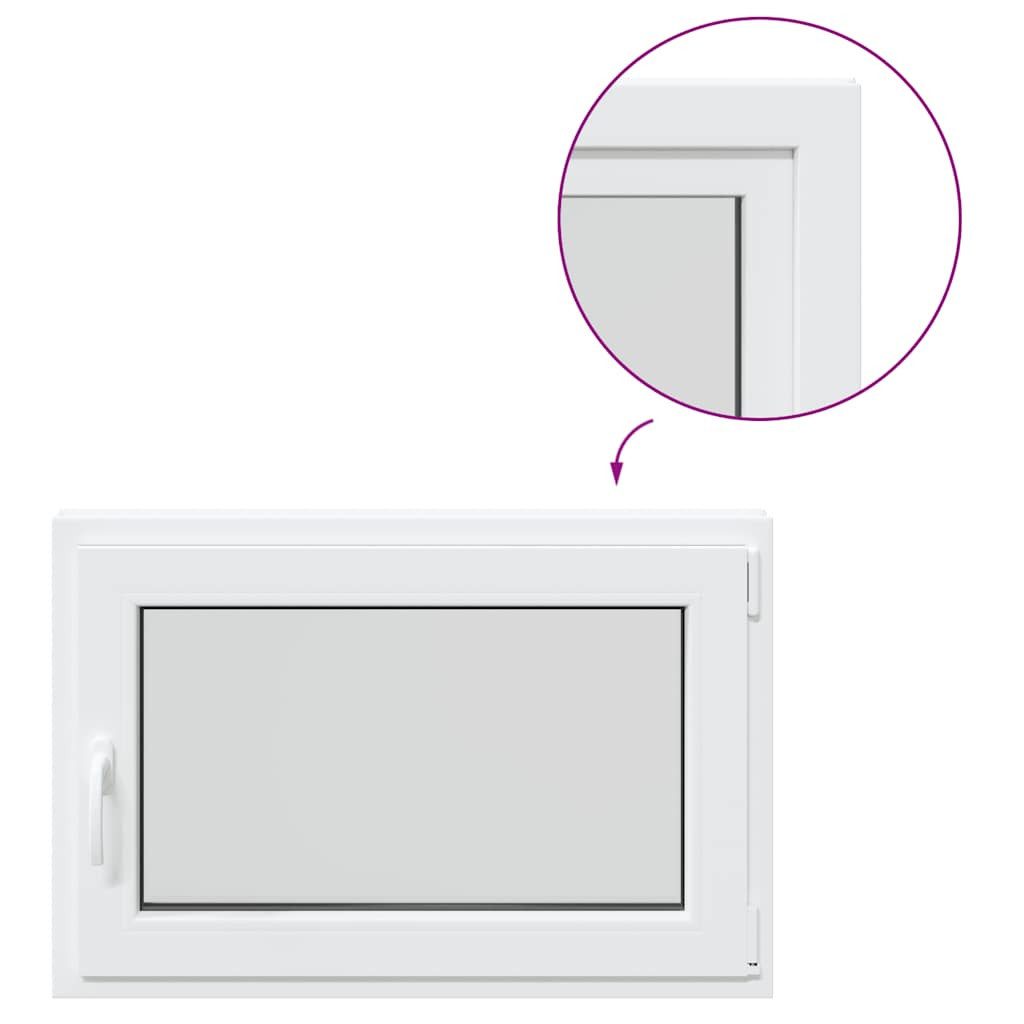 vidaXL Fenster Kellerfenster RISOR Kunststoff Dreh Kipp weiß PVC und Glas