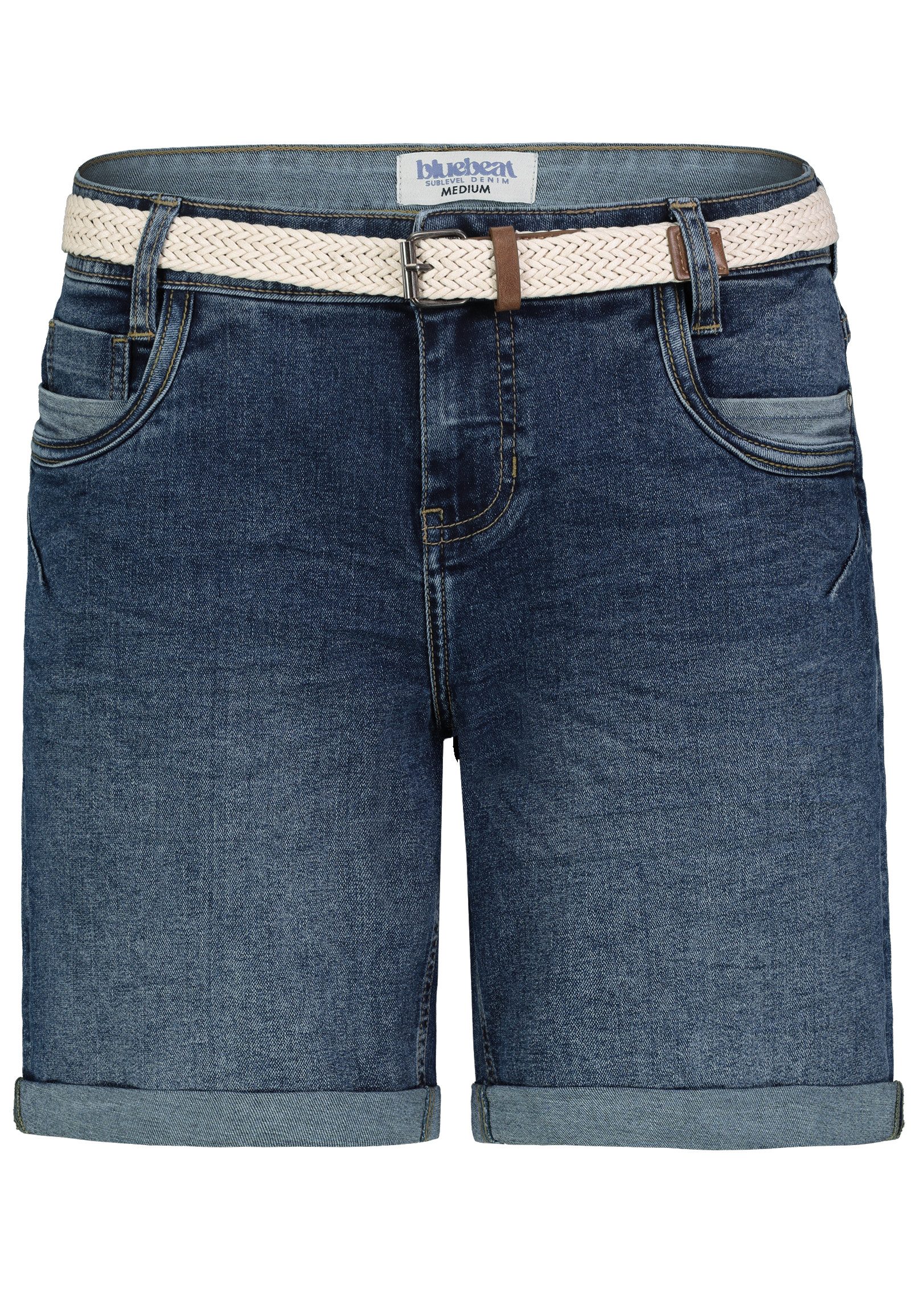 SUBLEVEL Jeansbermudas Damen Jeans Shorts mit Gürtel 5-Pocket, Bermudashorts – Bild 5 von 5