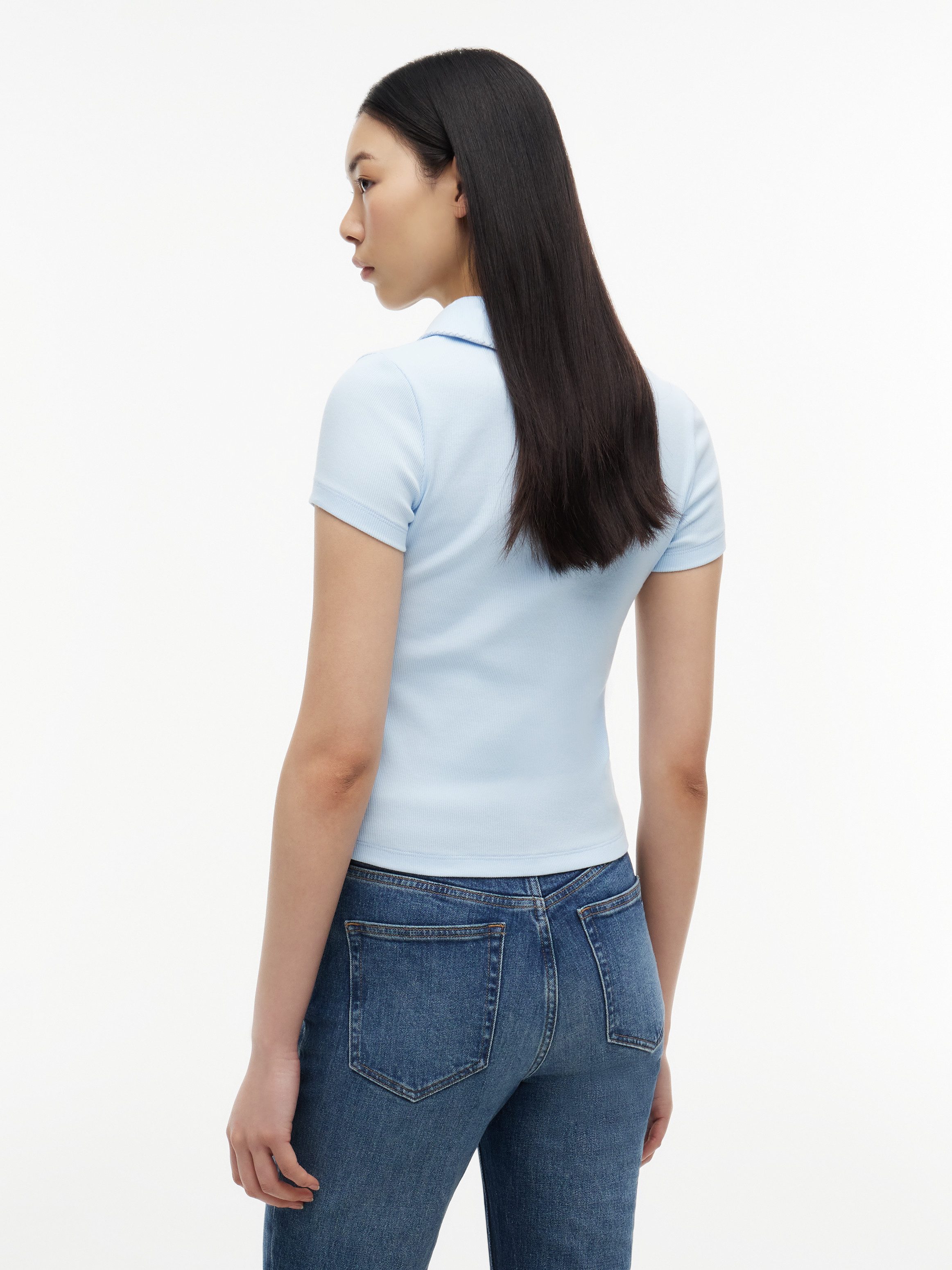 Tommy Jeans Poloshirt TJW SLIM RIB SCRIPT POLO Baumwollmischung, slim fit, figurbetont, in gerippter Struktur