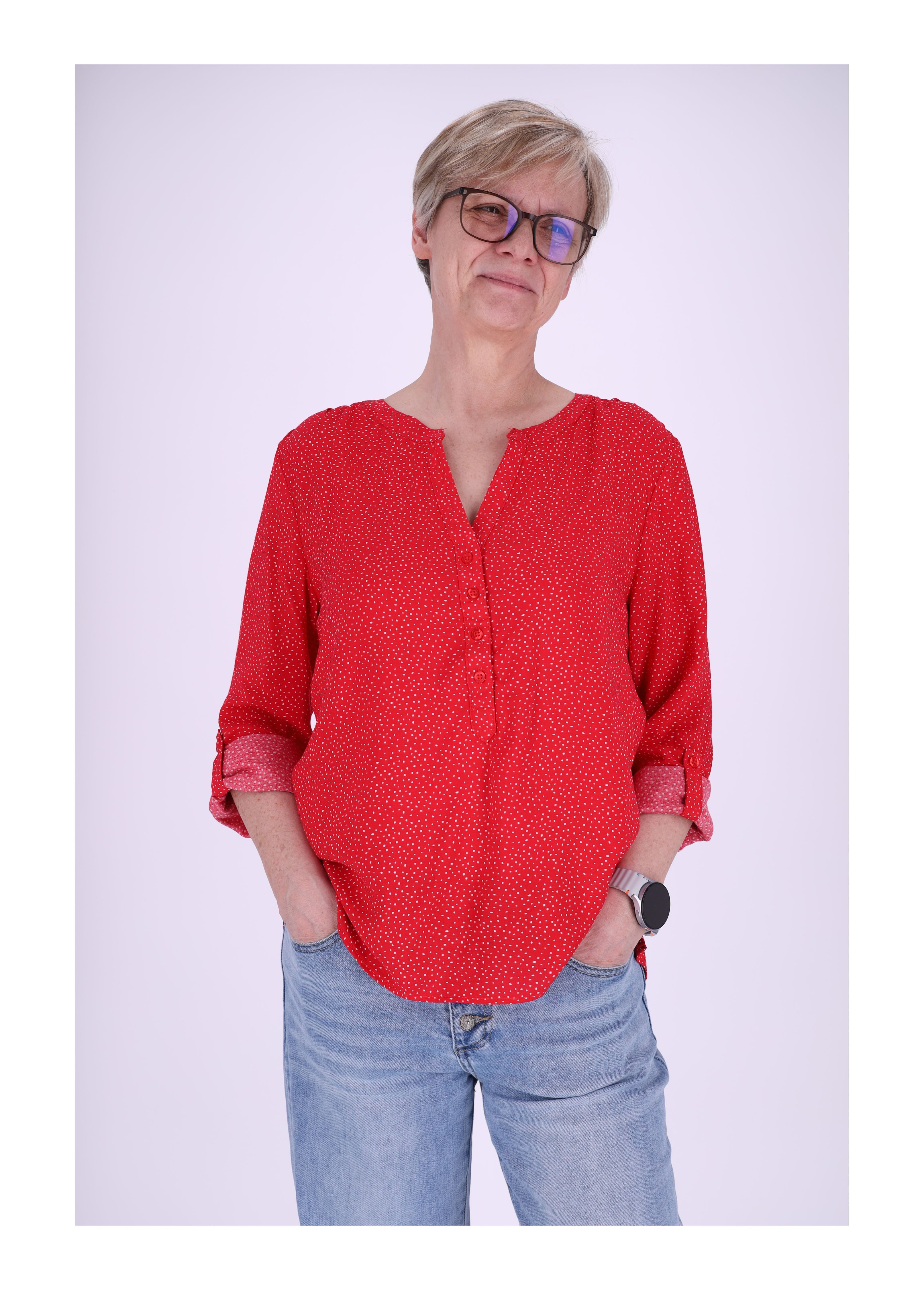 SPLASH OF COLOR Klassische Bluse Schlupfbluse Minimal Print kleine Punkte