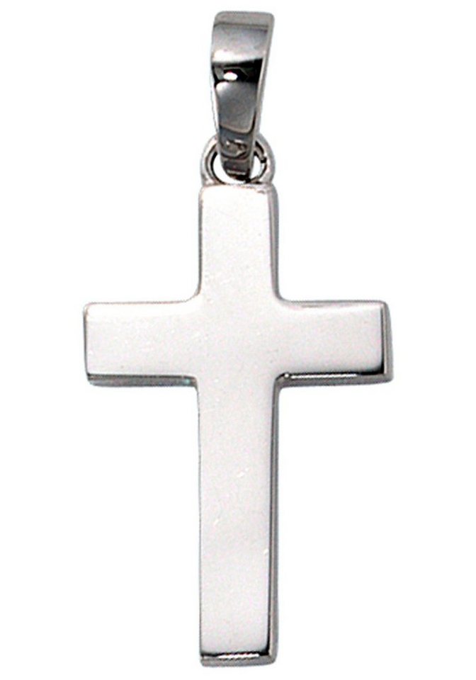 JOBO Kreuzanhänger Anhänger Kreuz, 925 Silber, Höhe ca. 19 mm, Breite ca.  10,6 mm, Tiefe ca. 1,7 mm