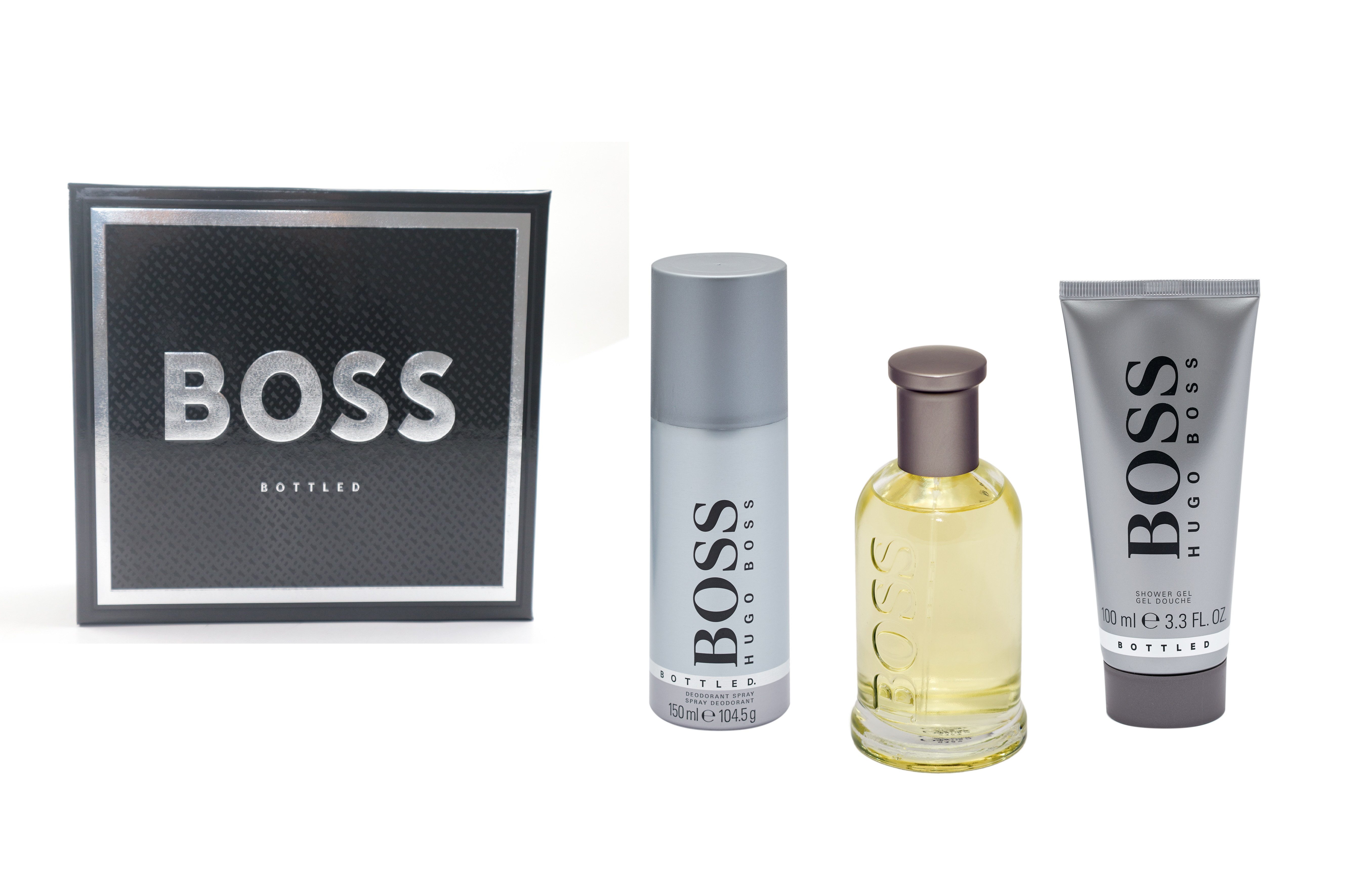 BOSS Eau de Toilette Hugo Boss Boss Bottled Herren Set Eau de Toilette Spray 100 ml, 3-tlg.