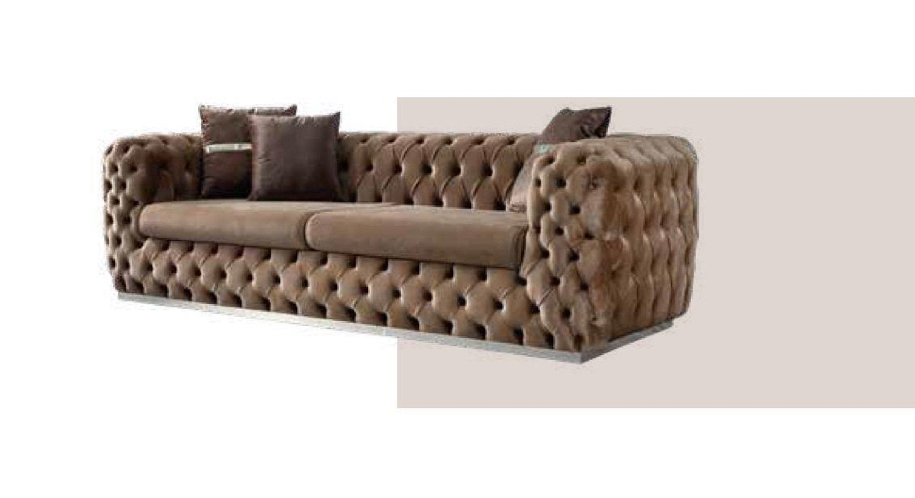 Teile, Moderne, Wohnzimmer 1 Made Chesterfield-Sofa in JVmoebel Couch Luxus Chesterfield Brauner Dreisitzer Europa
