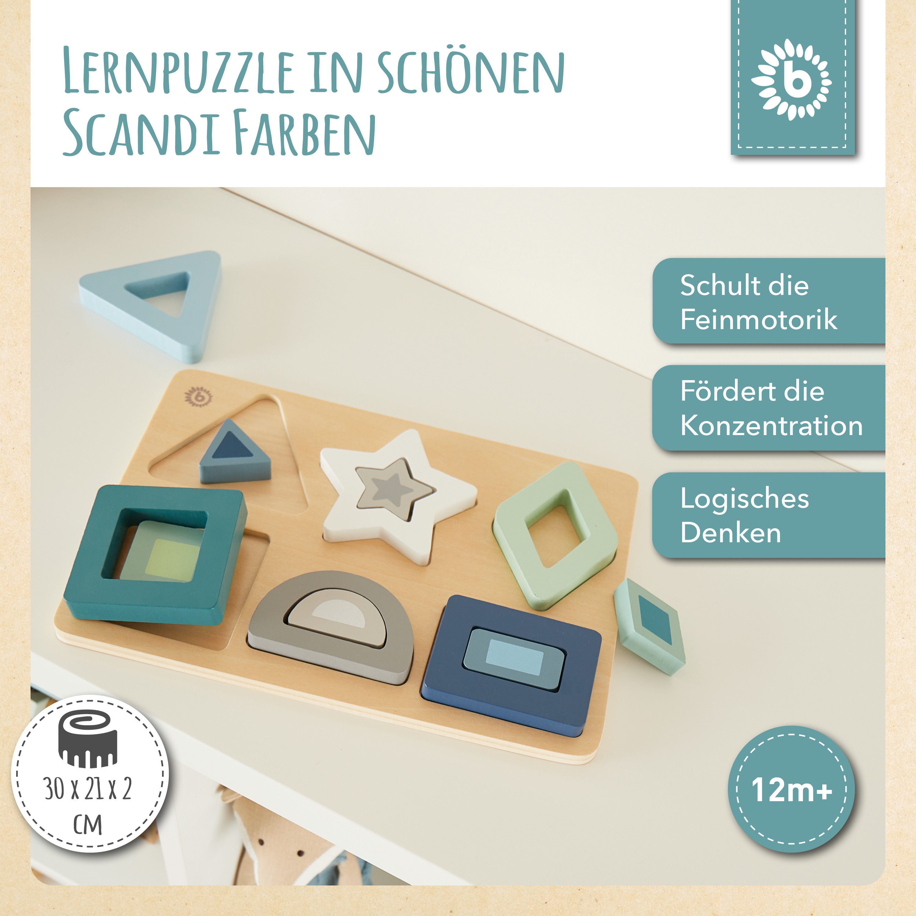 BIECO Steckpuzzle Steckpuzzle Holz Geometrische Formen Puzzle Baby Holzspie günstig online kaufen