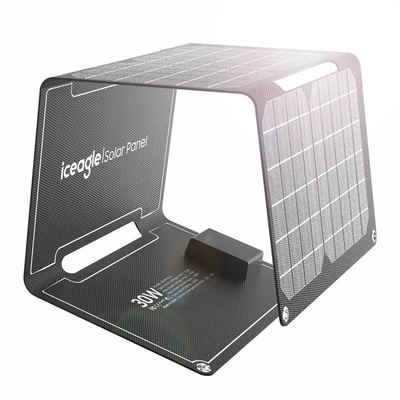 iceagle Solarladepanel PV tragbar faltbar mobiler Stromladecomputer Solarladegerät (SET, 1 Stick, inkl Netzteil kompatibel für iphone, 6/12 V, Fast Charge)
