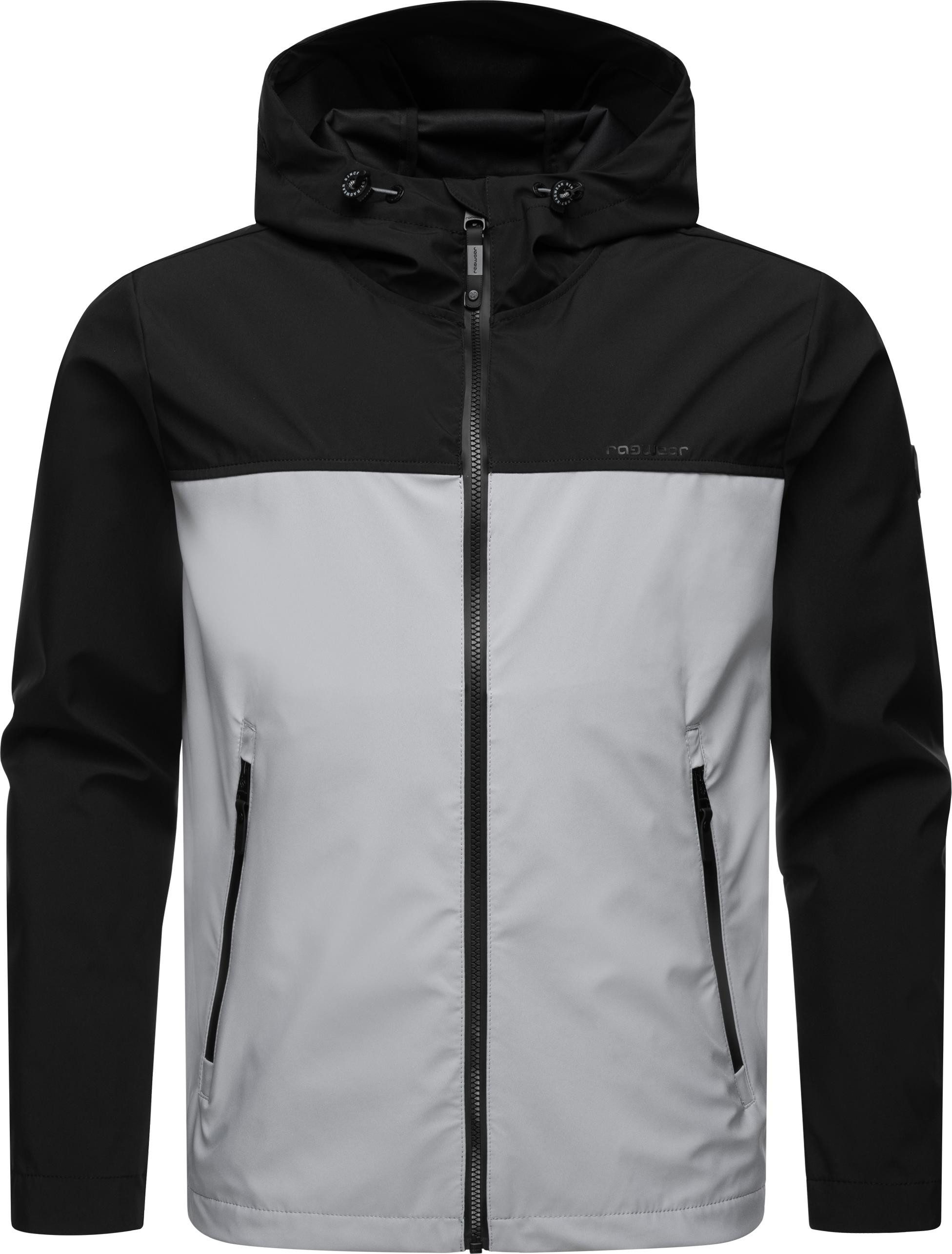 Ragwear Softshelljacke Shellwie Block wasserdichte Herren Übergangsjacke mit großer Kapuze