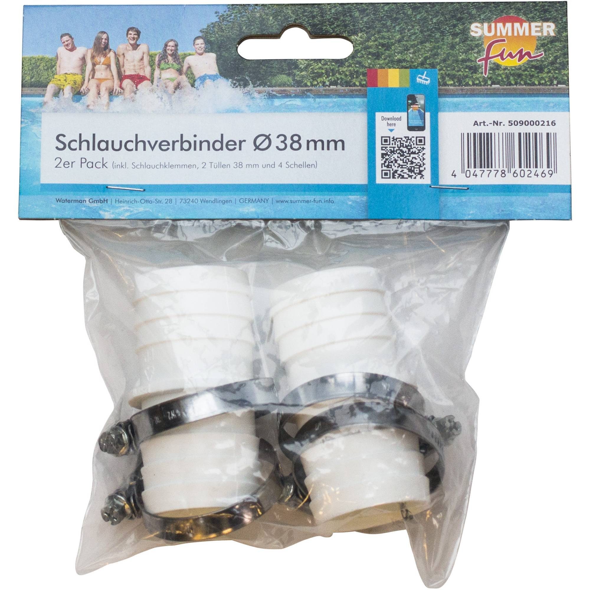 SUMMER FUN Schlauchschelle Schlauchverbinder Ø 38mm, Schlau 4 2 inkl. er Pack