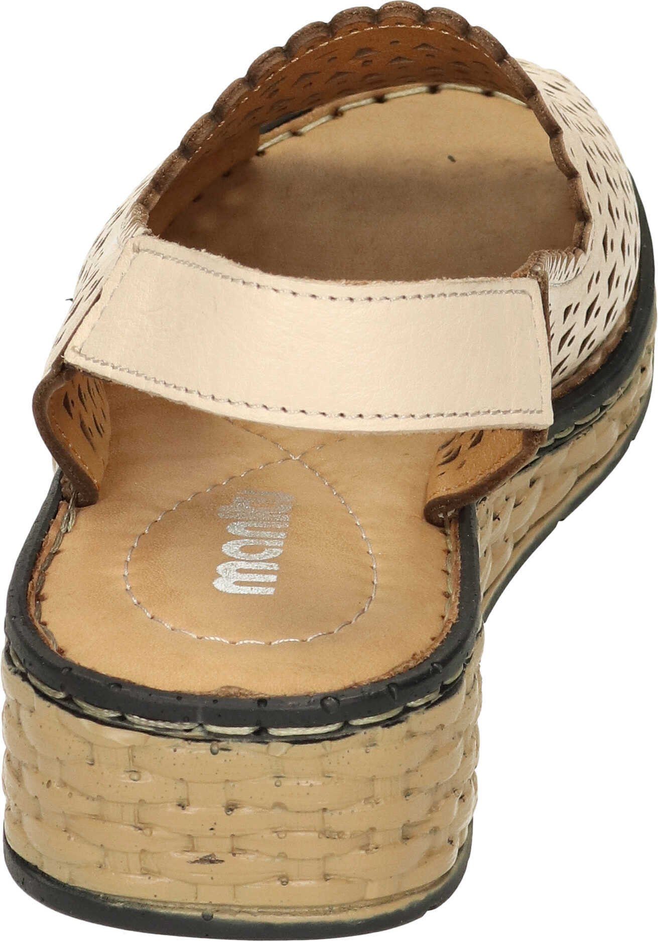 Sandalette Sandaletten beige Leder echtem Manitu aus