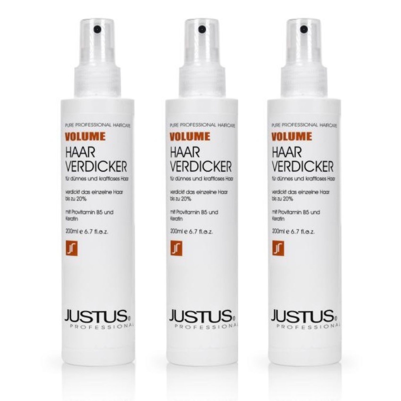 JUSTUS Haarpflege-Spray Justus Haarverdicker Volume Spray 3 x 200 ml
