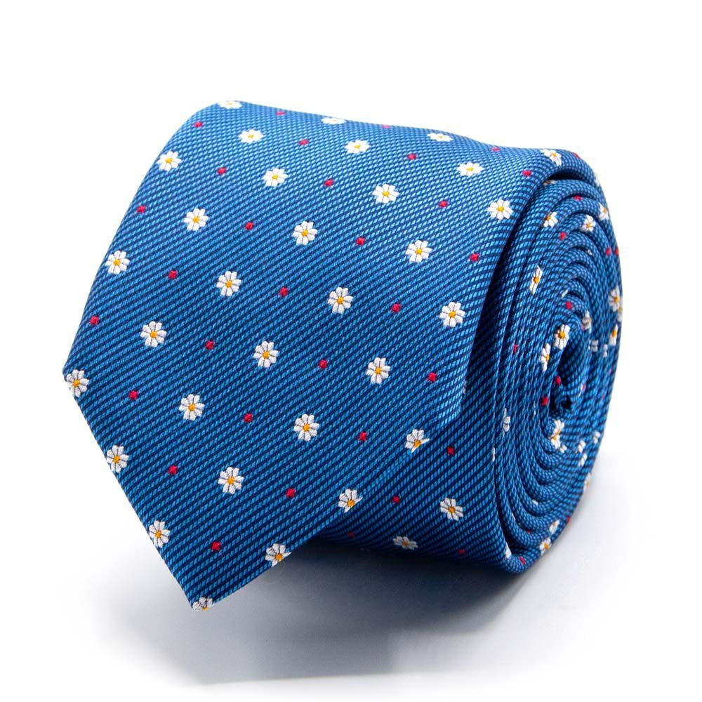 BGENTS Krawatte Seiden-Jacquard Krawatte mit Blüten-Muster Breit (8cm) Blau