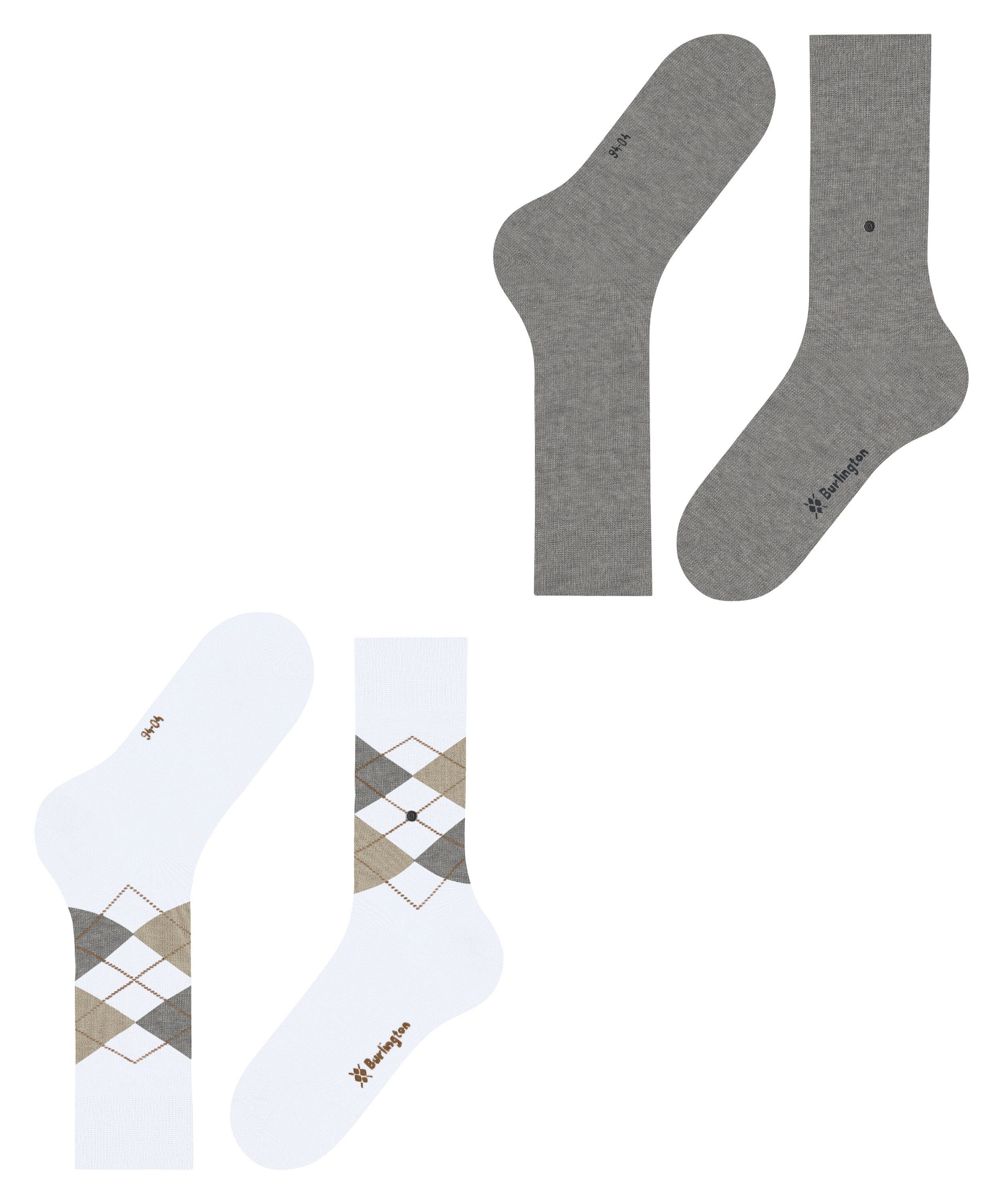 Burlington Socken Burlington Everyday Argyle Mix 2-Pack Herren (2-Paar) aus weicher gekämmter Baumwolle – Bild 5 von 5