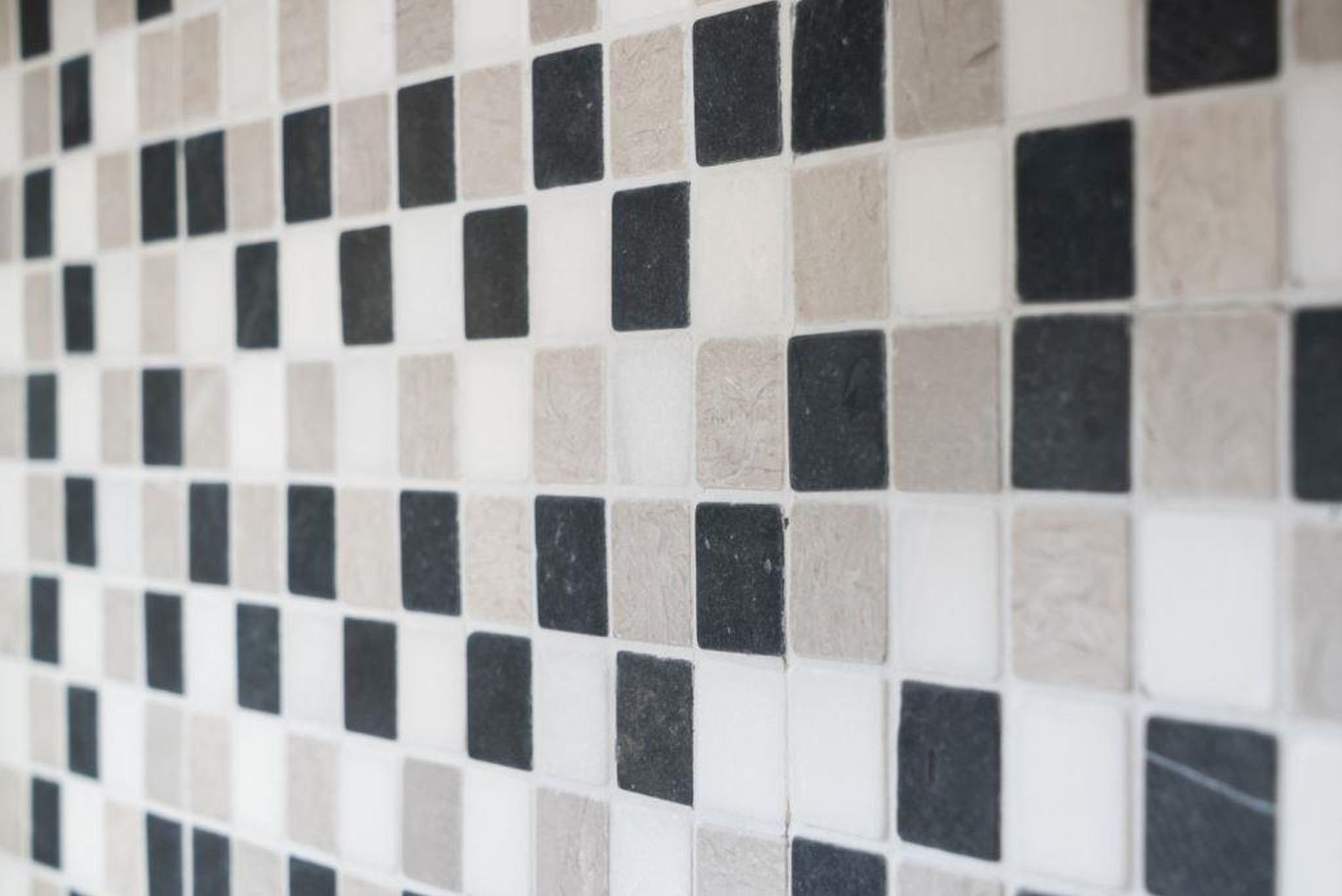 Mosani Mosaikfliesen Marmor Mosaik Fliese Naturstein beige grau schwarz Wand