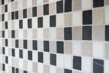 Mosani Mosaikfliesen Marmor Mosaik Fliese Naturstein beige grau schwarz Wand