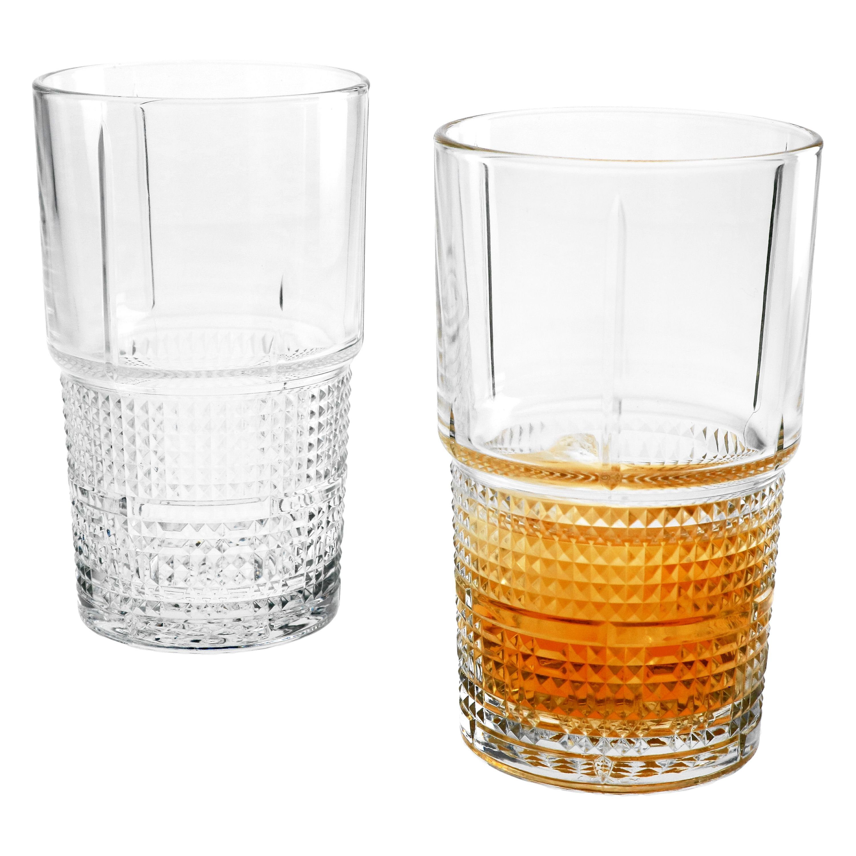 Bormioli Rocco Longdrinkglas 2er Set Novecento Longdrinkglas stapelbar 40,5 cl, Glas